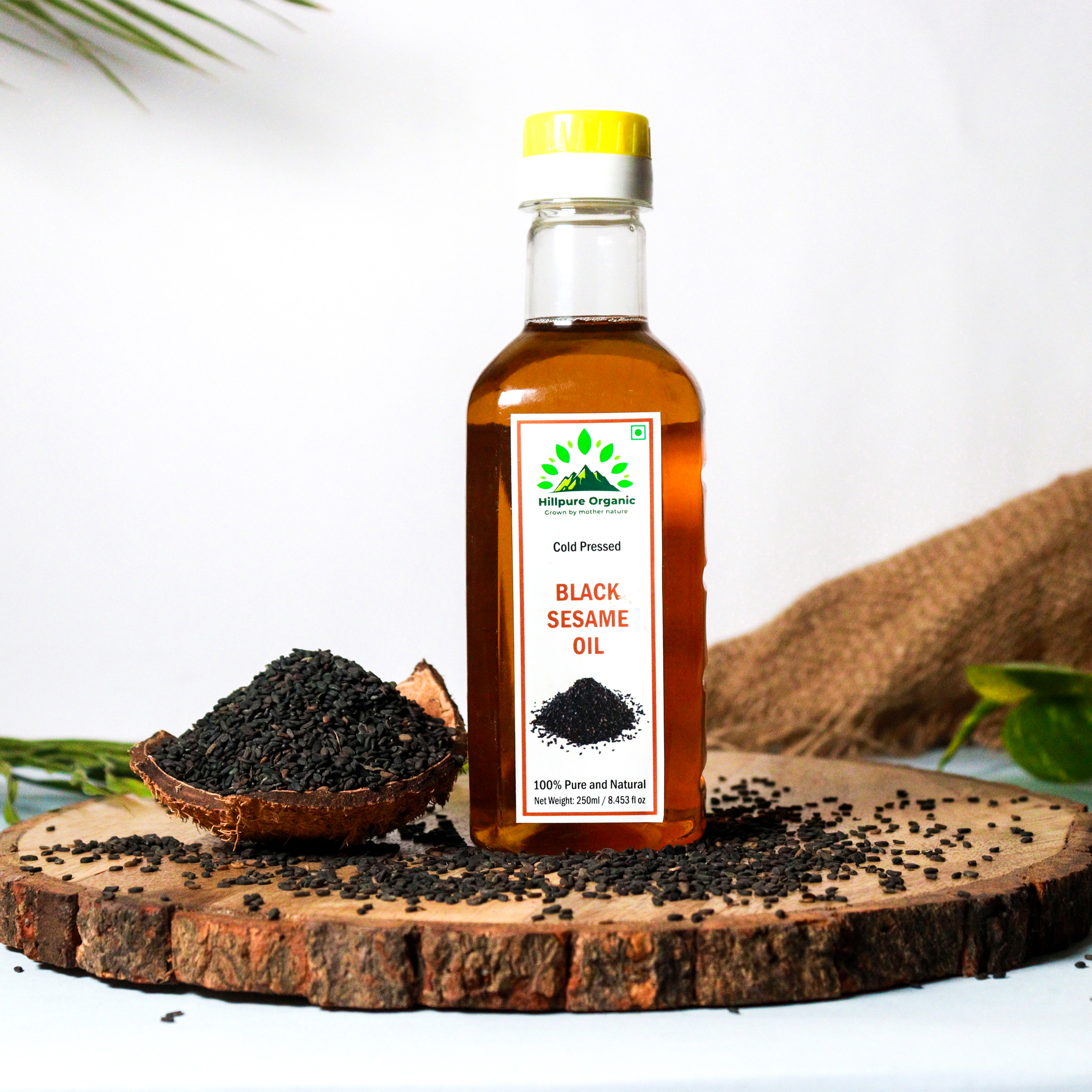 Hillpure Organic Cold Pressed Black Sesame Oil 250 ml, 100% Pure & Unrefined, Multipurpose Edible Oil Daily Cooking Oil, Keto Friendly, Naturally Cholesterol Free, Rich in MUFA & Omega-6 PUFA