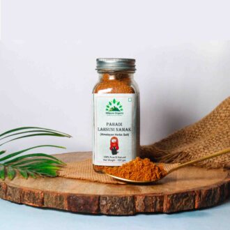 Hillpure Organic Pahadi Lahsuni Namak (Himalayan Herbs Salt) Pahadi Flavoured Salt Hand Grounded On Silbatta from Uttarakhand (125 gms)