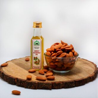 Hillpure Organic Cold Pressed Himalayan Sweet Almond Oil - 100% Pure & Natural Edible Badam Tel, Rich in Vitamin -E For Healthy Skin, Hair and Body, 65 ml Glass Bottle