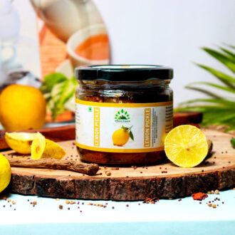 Hillpure Organic Lemon Pickle, Handcrafted Original Recipe & Traditional Taste, From Uttarakhand - (300 gm, Glass Jar)