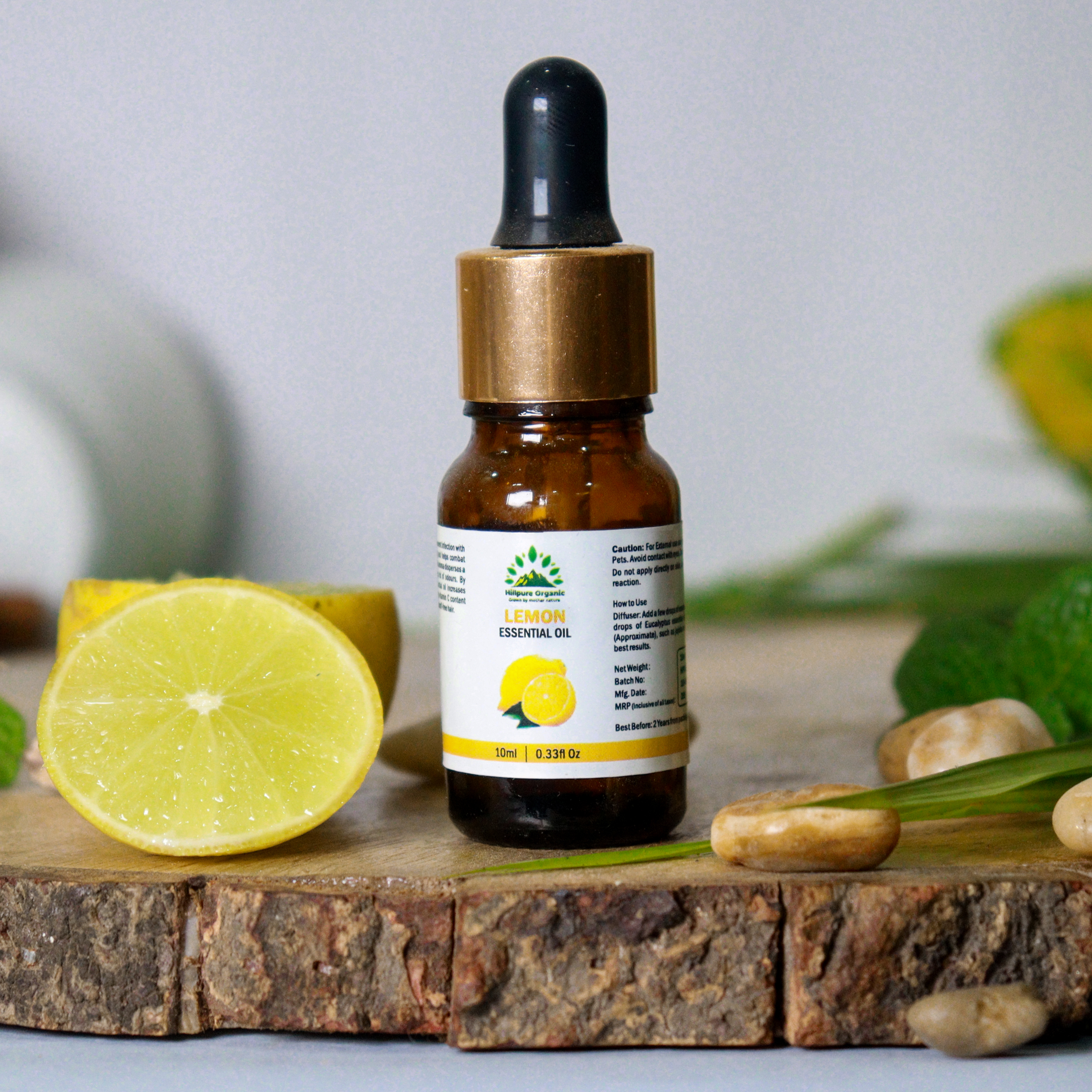 Hillpure Organic Lemon Essential Oil | 100% Pure & Natural | Essential Oil for Skin, Hair, Diffuser, Aromatheraphy & Making candle | 10 ml