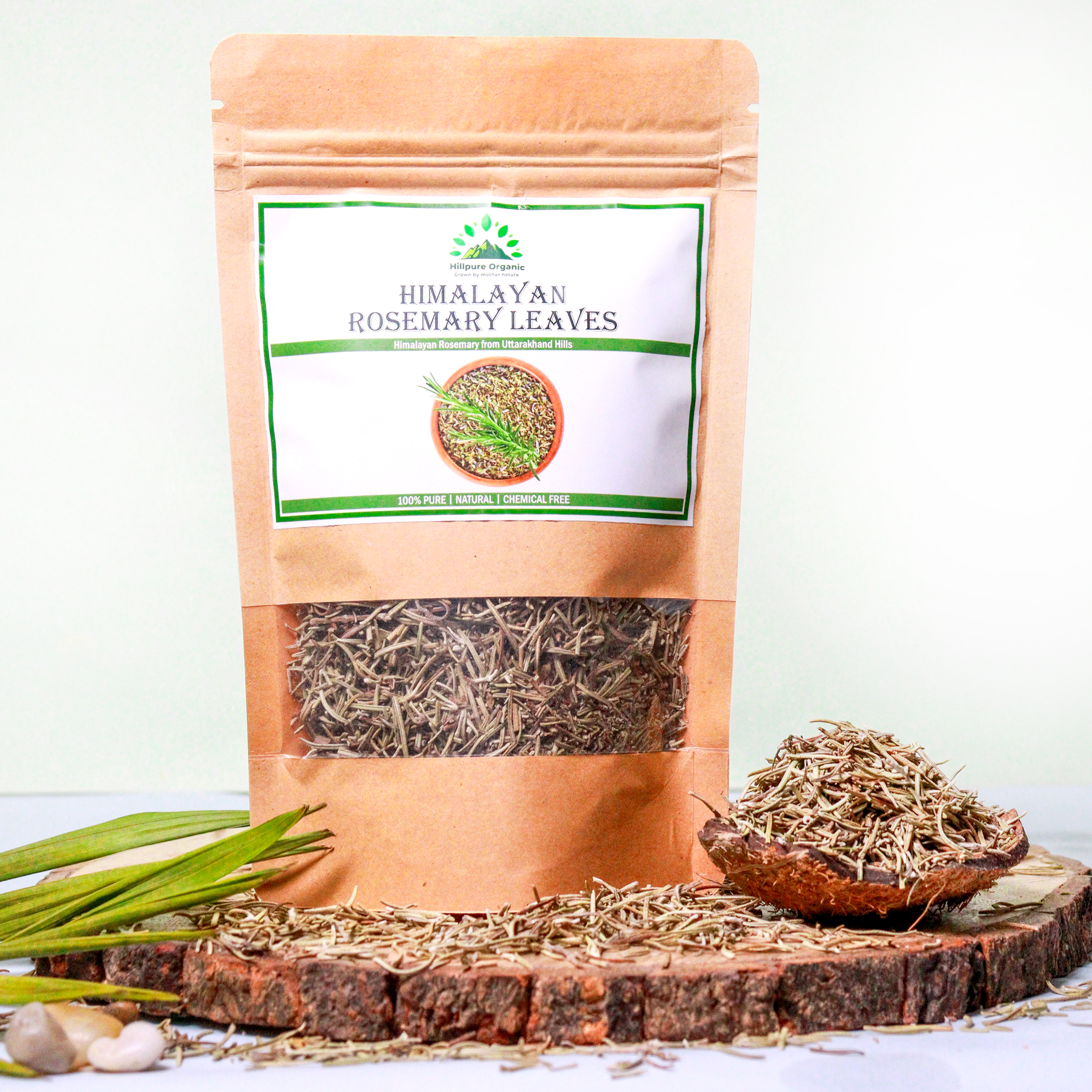 Hillpure Organic Rosemary Leaves | 100 % Pure & Natural | For Cooking Seasoning Pasta, Soups, Salad, Chicken, Herbs Bread, Tea | From Uttarakhand | 50 GM