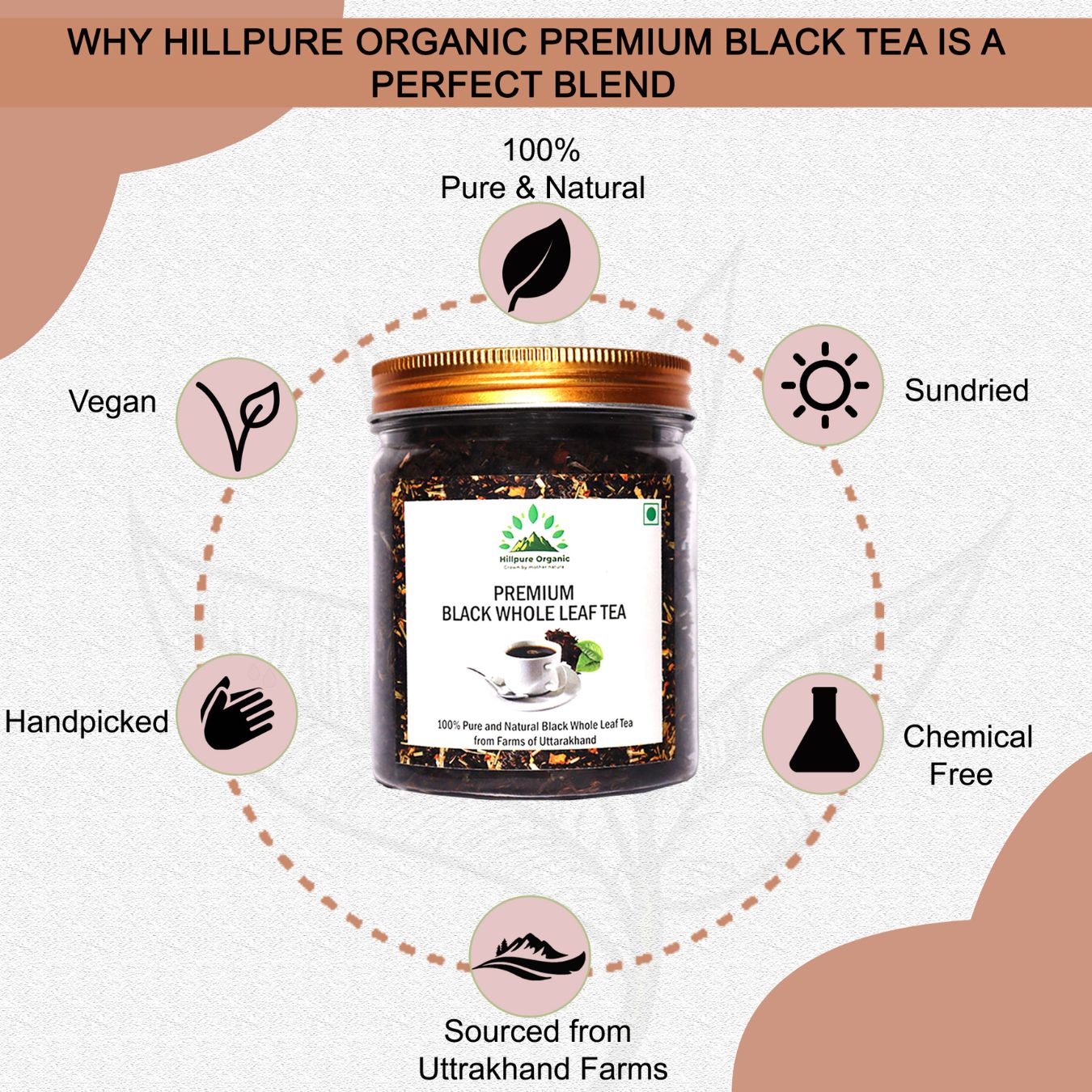 Hillpure Organic Premium Black Whole Leaf Tea, Long Leaf Loose Tea, 100% Pure & Authentic, From Uttarakhand Hills ((100 + 100 gm), Pack of 2 - Image 2