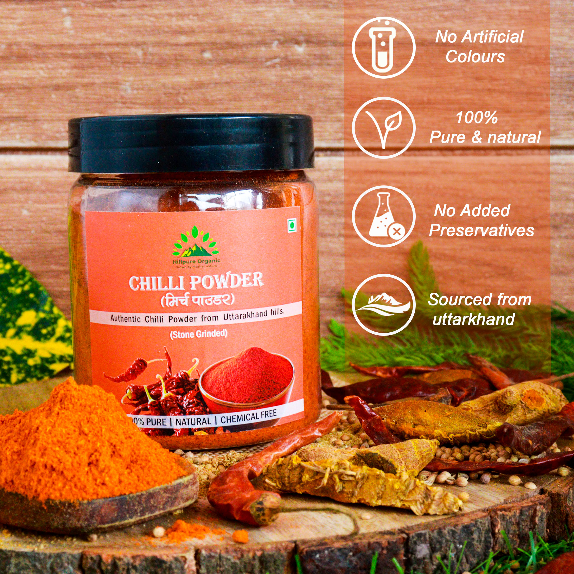 Hillpure Organic Chilli Powder | Authentic Chilli Powder from Uttarakhand Hills | Hand Ground | Preservative Free Perfectly Balanced Chilli Powder with No Added Flavors and Colors -200 GM - Image 2