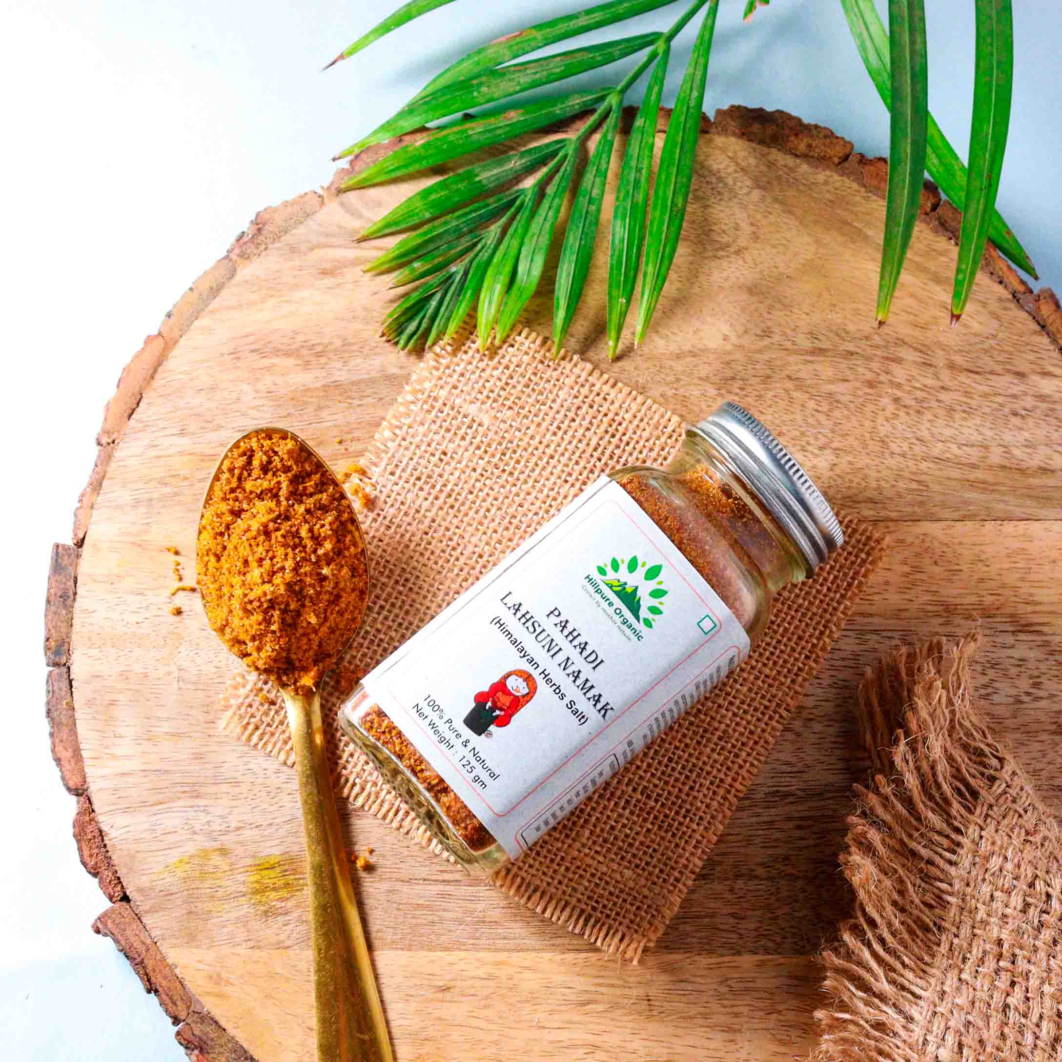 Hillpure Organic Pahadi Lahsuni Namak | Himalayan Herbs Salt | Pahadi Flavoured Salt Hand Grounded On Silbatta | From Uttarakhand (125 gm + 125 gm) - Image 2