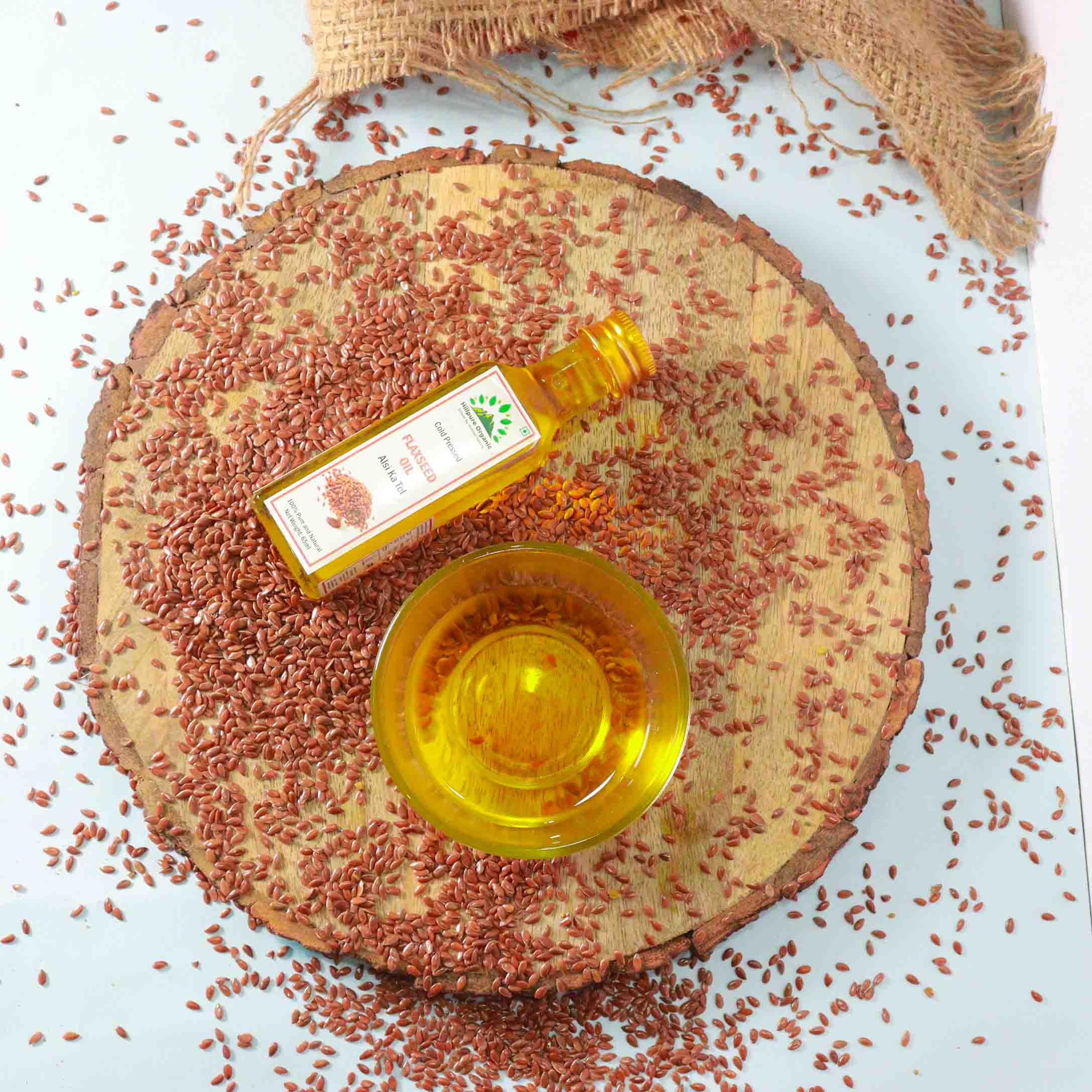 Hillpure Organic Premium Cold Pressed Flaxseed Oil,100% Pure & Natural, Edible Flaxseed Oil, Alsi Seed Oil, For Face, Hair & Body (65 ml Glass Bottle) - Image 2