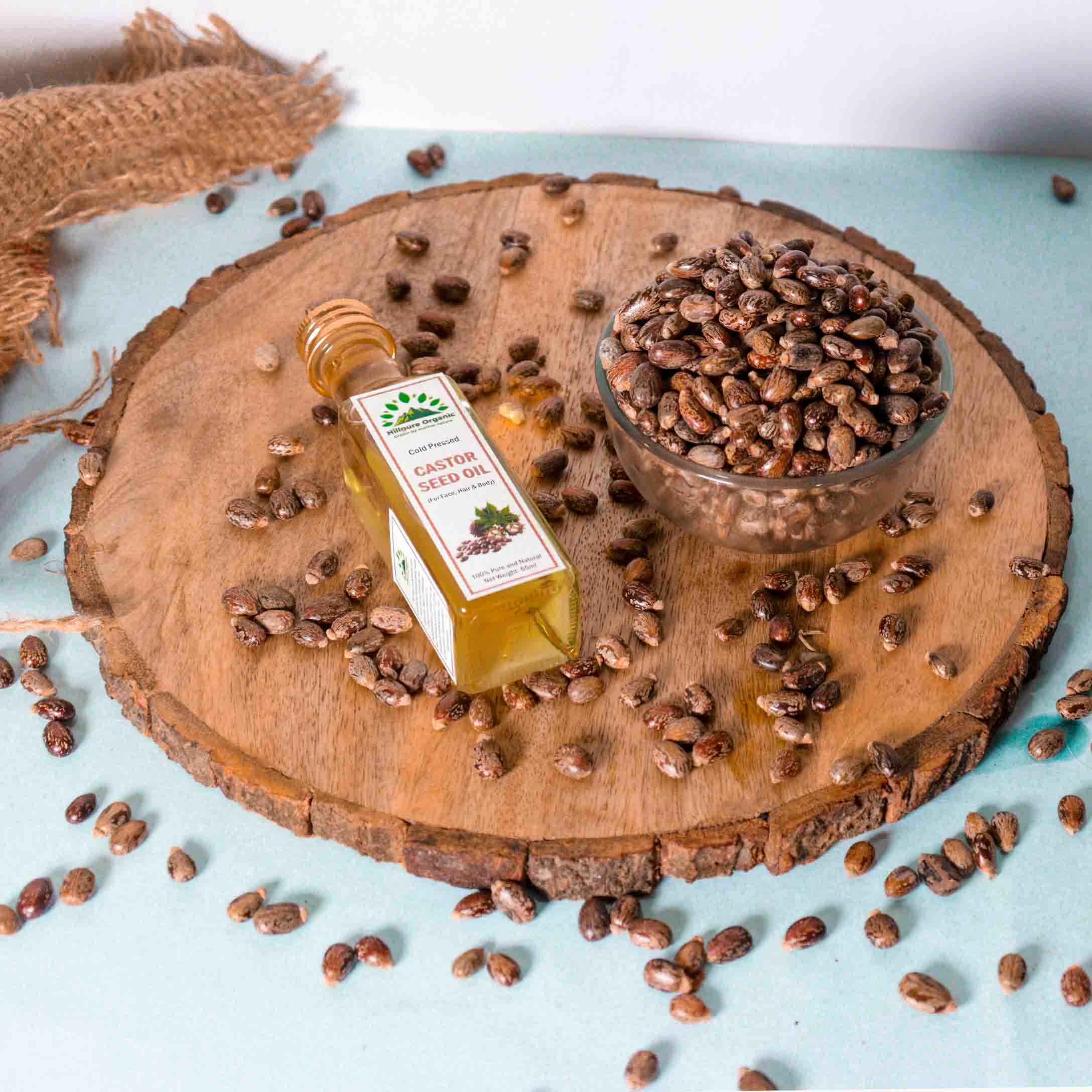 Hillpure Organic Premium Cold Pressed Castor Seed Oil,100% Pure & Natural for Face, Hair & Body, For External Use & Stunning Youthful Looks (65 ml, Glass Bottle) - Image 2