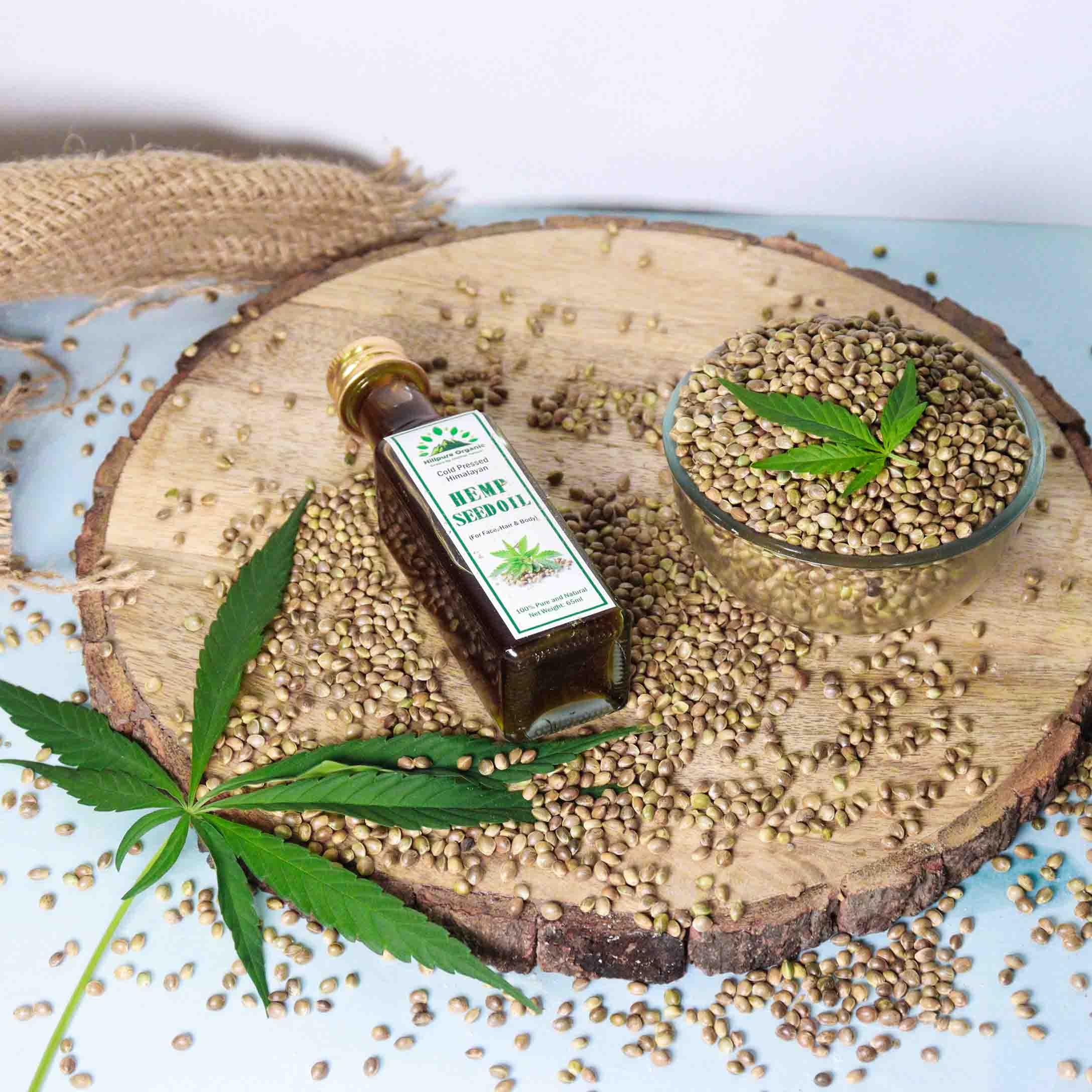 Hillpure Organic Cold Pressed Himalayan Hemp Seed Oil for hair growth, skin care, face, For External Use & Stunning Youthful Looks (65 ml, Glass Bottle) - Image 3