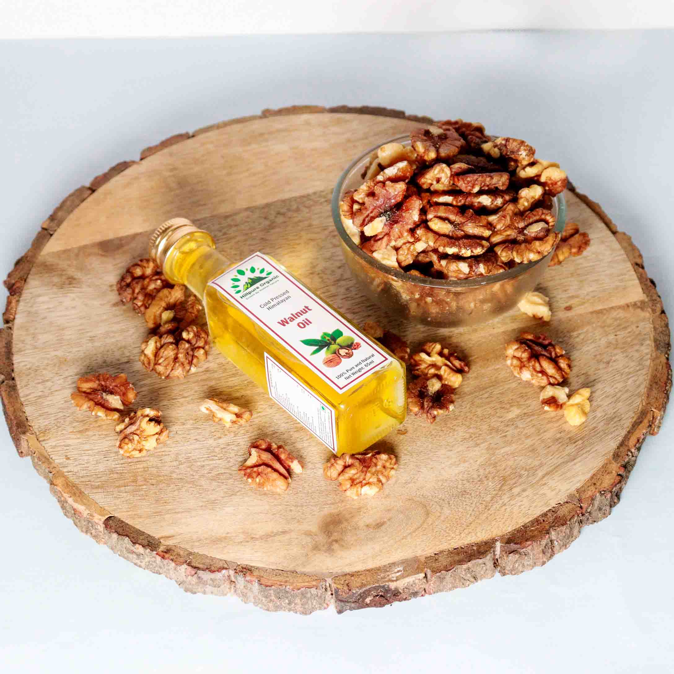 Hillpure Organic Cold Pressed Himalayan Walnut Oil - Extra Virgin - Walnut Oil / Akhrot Tel - 100% Pure & Natural Premium Edible Walnut Oil (65 ml Glass Bottle ) - Image 2