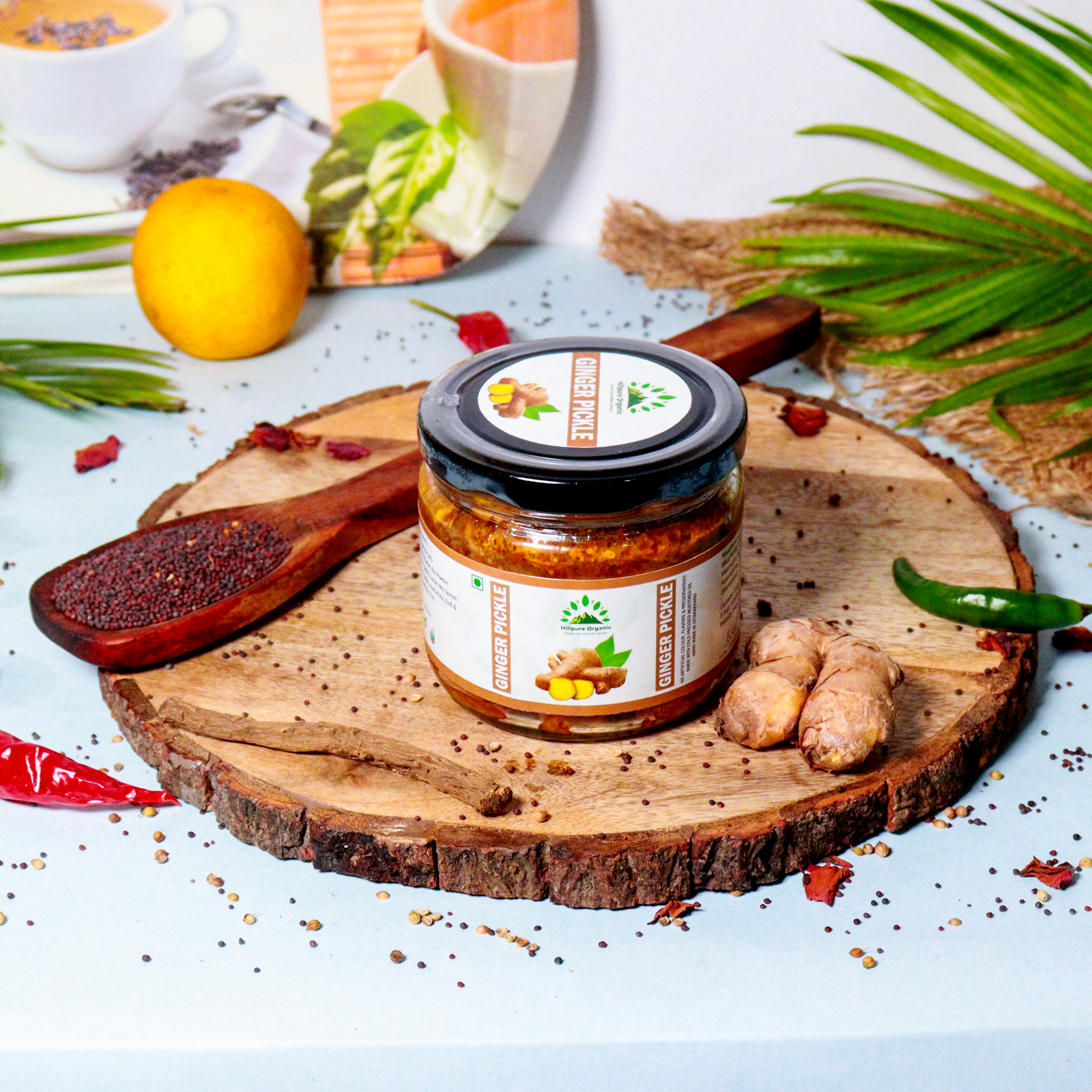 Hillpure Organic Ginger Pickle, Handcrafted Original Recipe & Traditional Taste, From Uttarakhand - (300 gm, Glass Jar) - Image 2