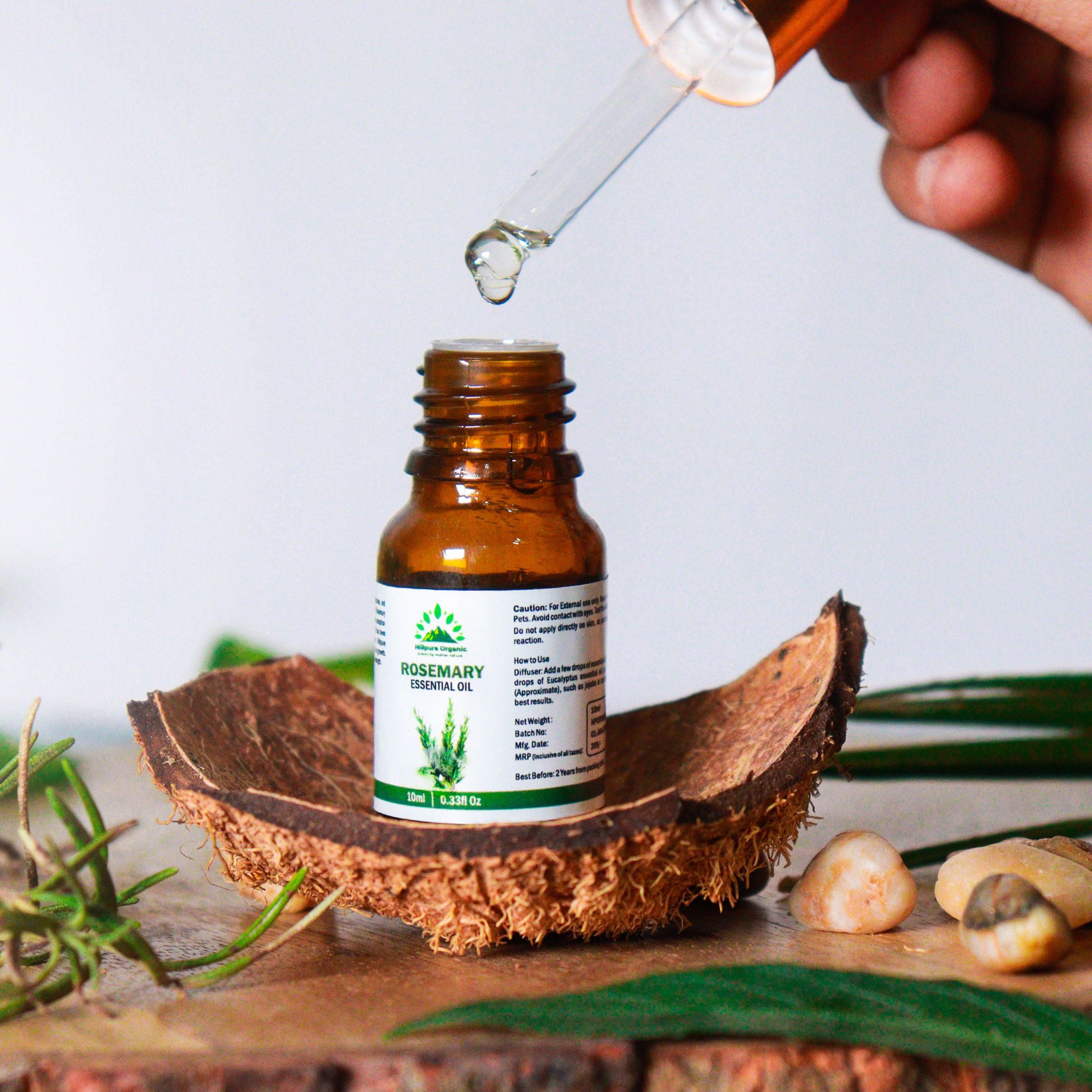 Hillpure Organic Rosemary Essential Oil | 100% Pure & Natural Oil For Hair, Skin, Body and Aromatherapy | Glass Bottle With Droper | |10 ml - Image 2