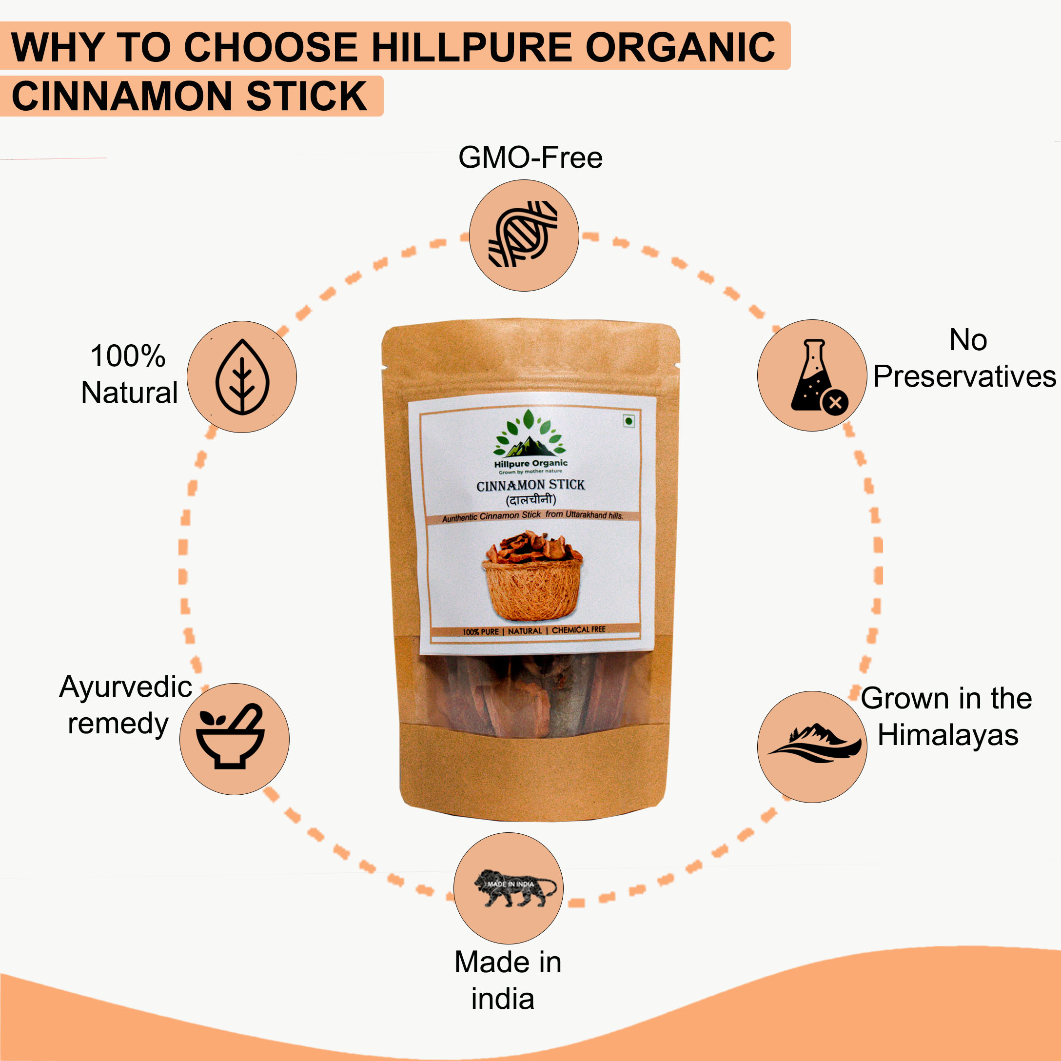 Hillpure Organic Cinnamon Stick/Dalchini Stick/From Uttarakhand/Whole spices / 200 gm - Image 2