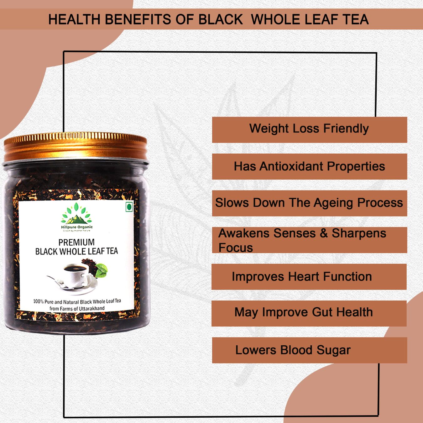 Hillpure Organic Premium Black Whole Leaf Tea, Long Leaf Loose Tea, 100% Pure & Authentic, From Uttarakhand Hills ((100 + 100 gm), Pack of 2 - Image 3