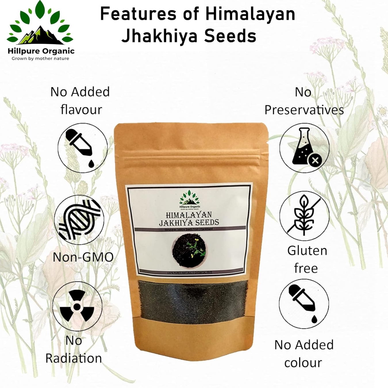 Hillpure Organic Himalayan Jhakhiya Seeds | Super Food of Uttarakhand |100% Pure & Natural | Cleome viscosa Seeds | Wild Mustard (175gm + 175gm) - Image 2
