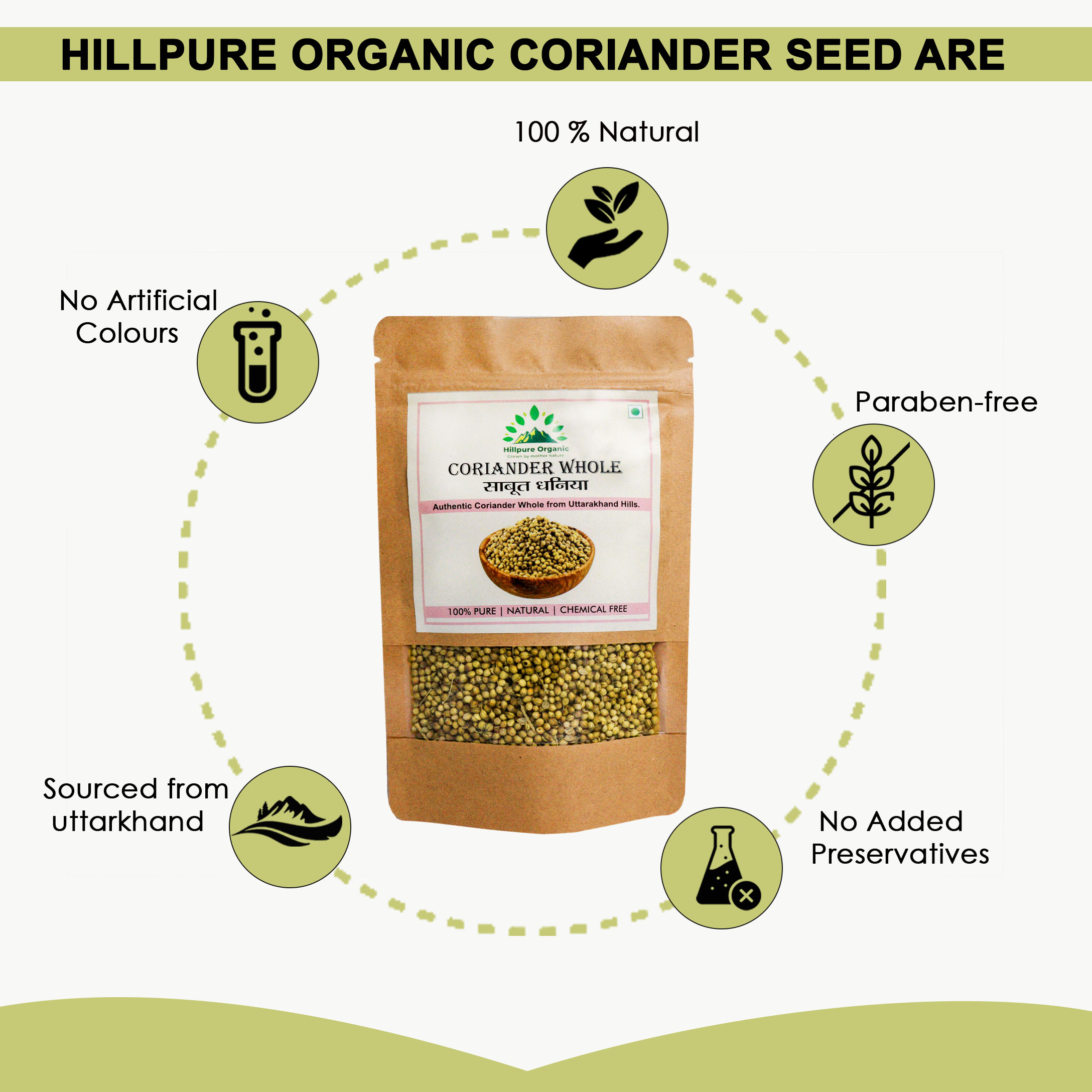 Hillpure Organic Coriander Seeds | 200 g | Dhaniya Seeds Whole | Coriander Whole | Khada Dhania | Sabut Dhaniya | Daniyala Seeds with Aroma & Flavour - Image 3