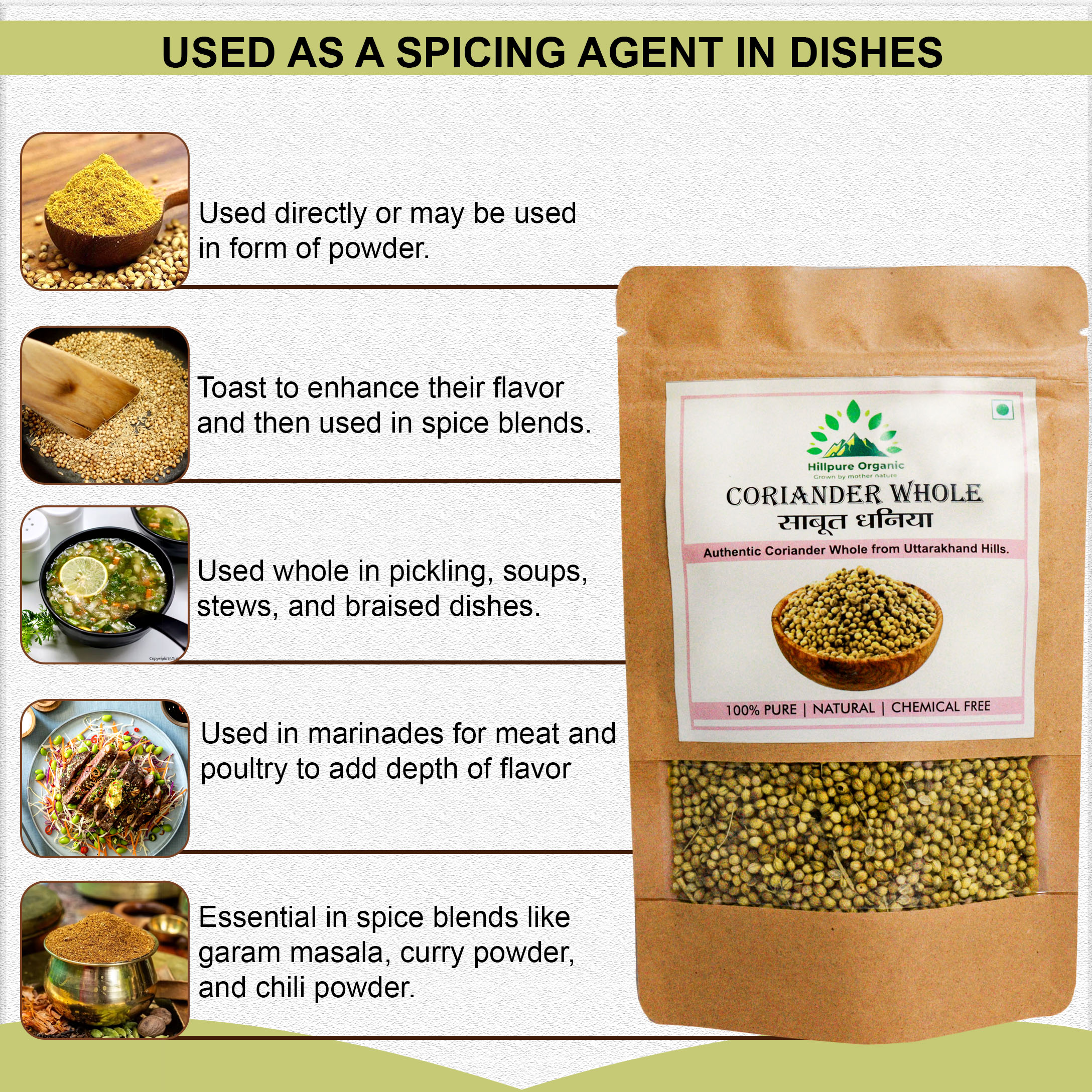 Hillpure Organic Coriander Seeds | 200 g | Dhaniya Seeds Whole | Coriander Whole | Khada Dhania | Sabut Dhaniya | Daniyala Seeds with Aroma & Flavour - Image 4