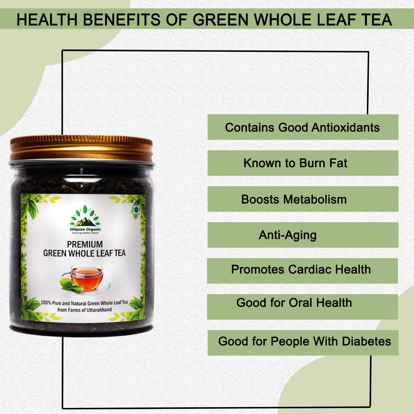 Hillpure Organic Premium Green Whole Leaf Tea, 100% Pure & Authentic, From Uttarakhand Hills (150 + 150 gm), Pack of 2 - Image 3