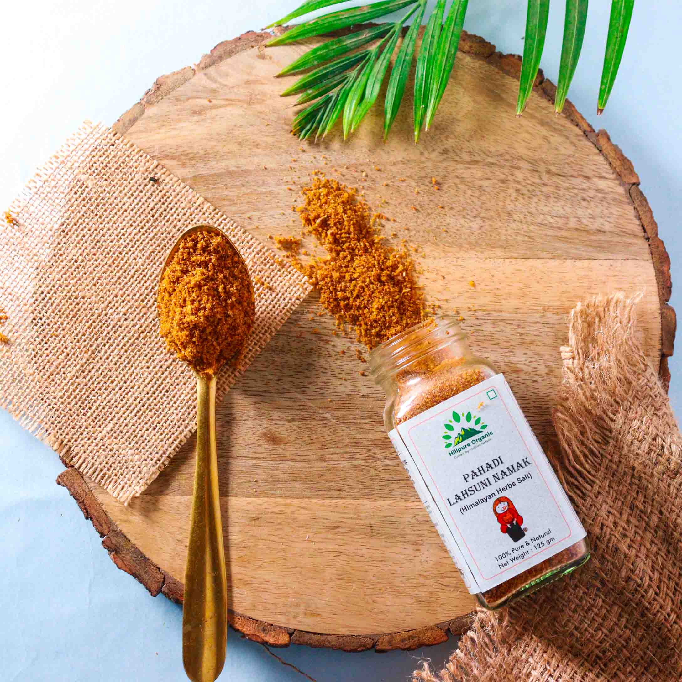 Hillpure Organic Pahadi Lahsuni Namak | Himalayan Herbs Salt | Pahadi Flavoured Salt Hand Grounded On Silbatta | From Uttarakhand (125 gm + 125 gm) - Image 3