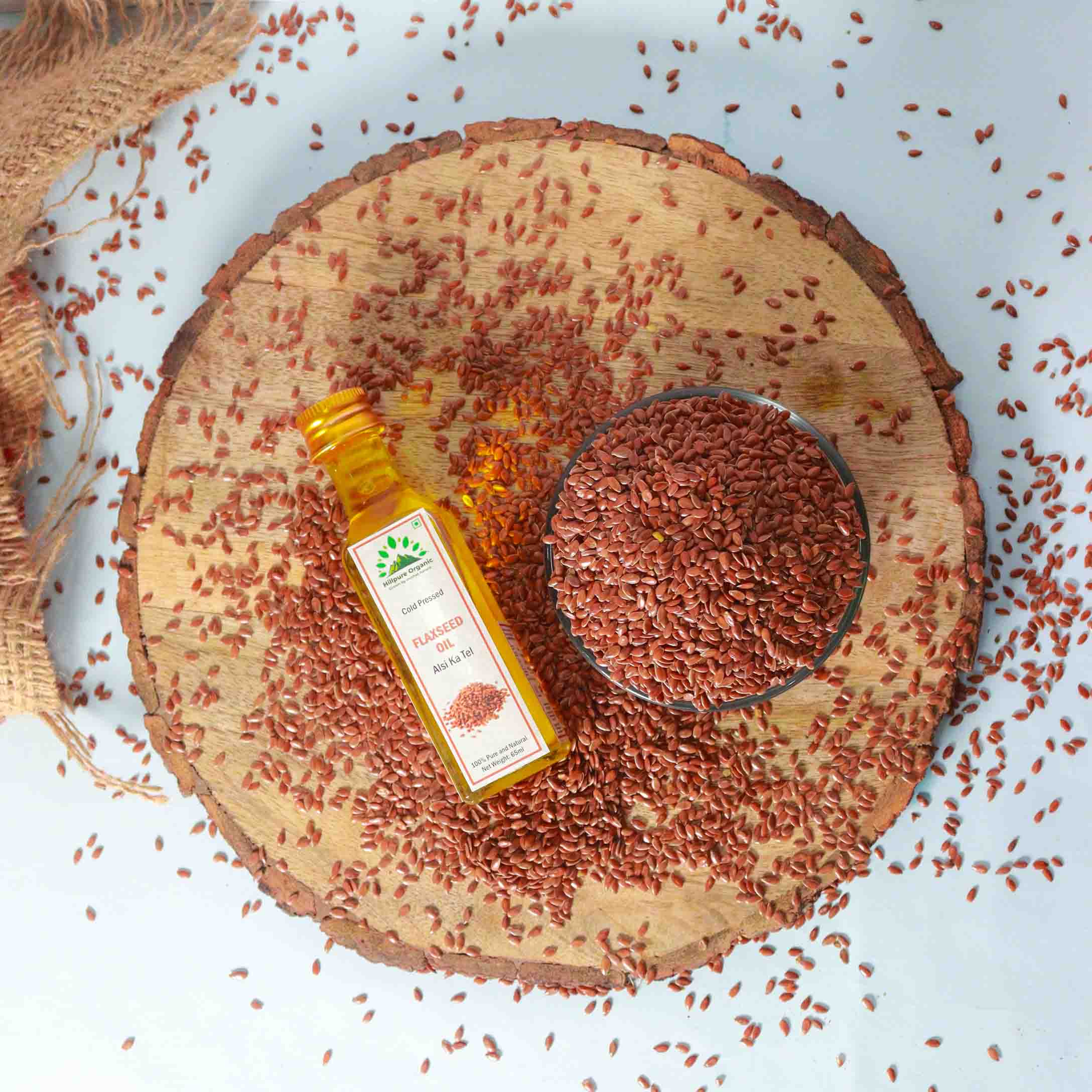 Hillpure Organic Premium Cold Pressed Flaxseed Oil,100% Pure & Natural, Edible Flaxseed Oil, Alsi Seed Oil, For Face, Hair & Body (65 ml Glass Bottle) - Image 3