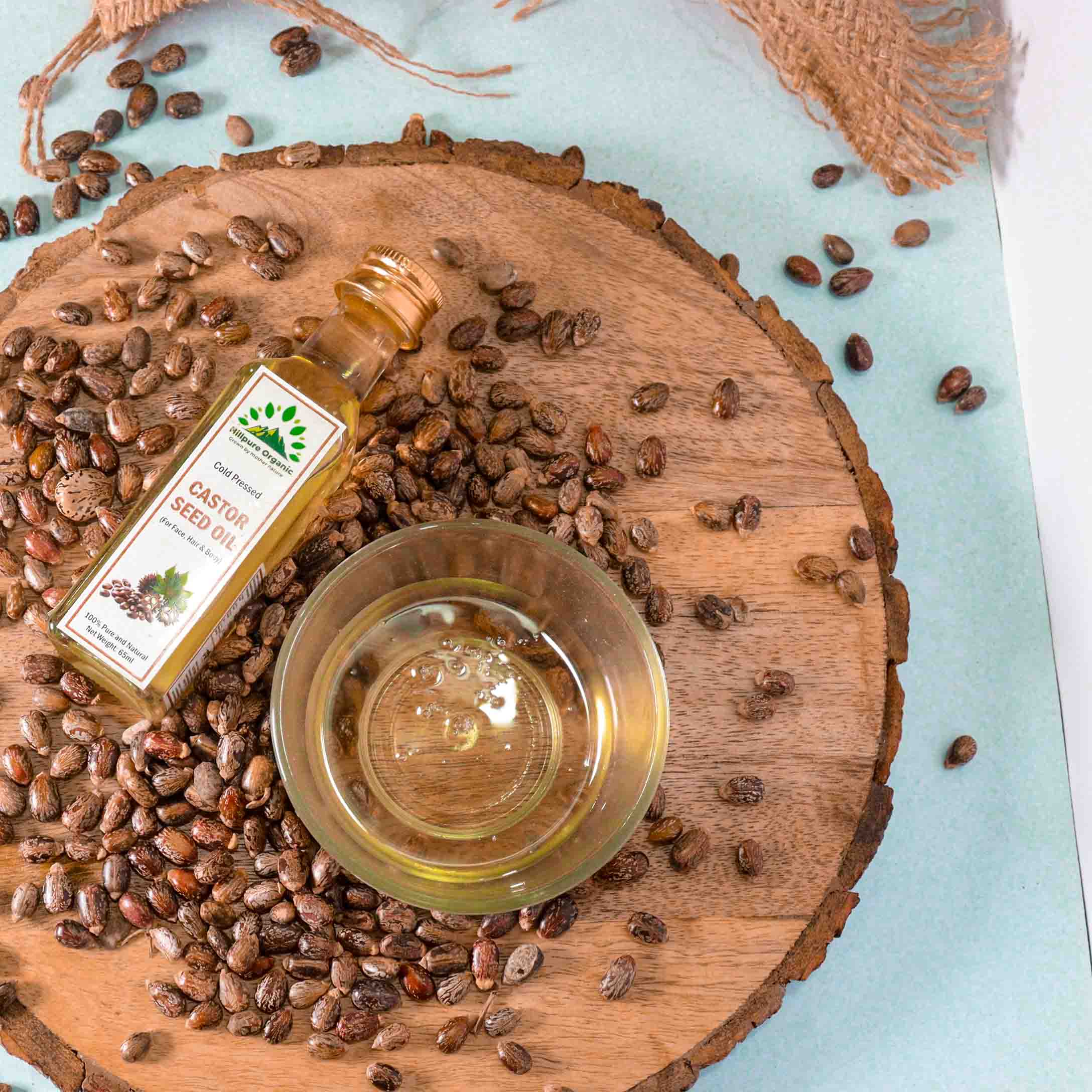 Hillpure Organic Premium Cold Pressed Castor Seed Oil,100% Pure & Natural for Face, Hair & Body, For External Use & Stunning Youthful Looks (65 ml, Glass Bottle) - Image 3