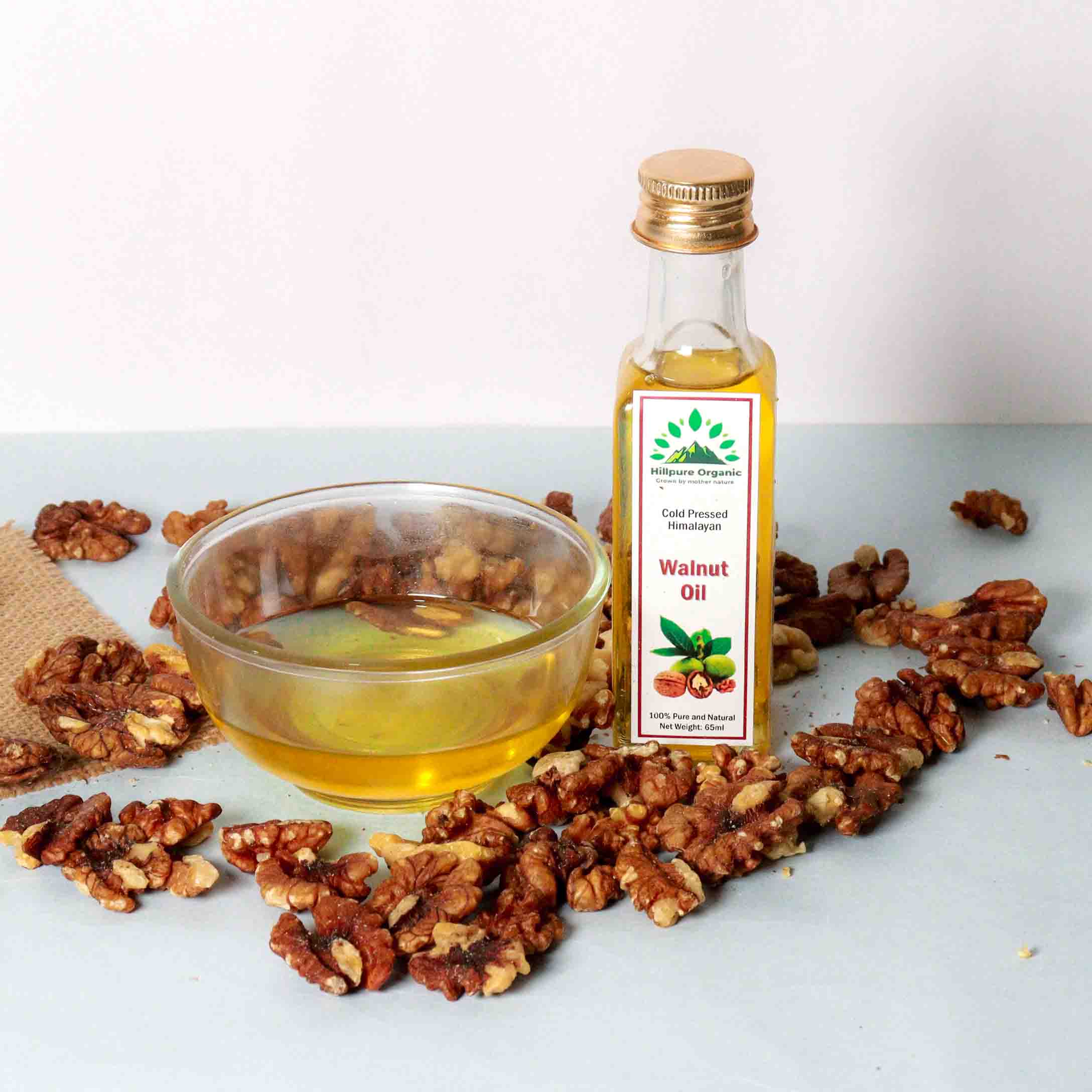 Hillpure Organic Cold Pressed Himalayan Walnut Oil - Extra Virgin - Walnut Oil / Akhrot Tel - 100% Pure & Natural Premium Edible Walnut Oil (65 ml Glass Bottle ) - Image 3