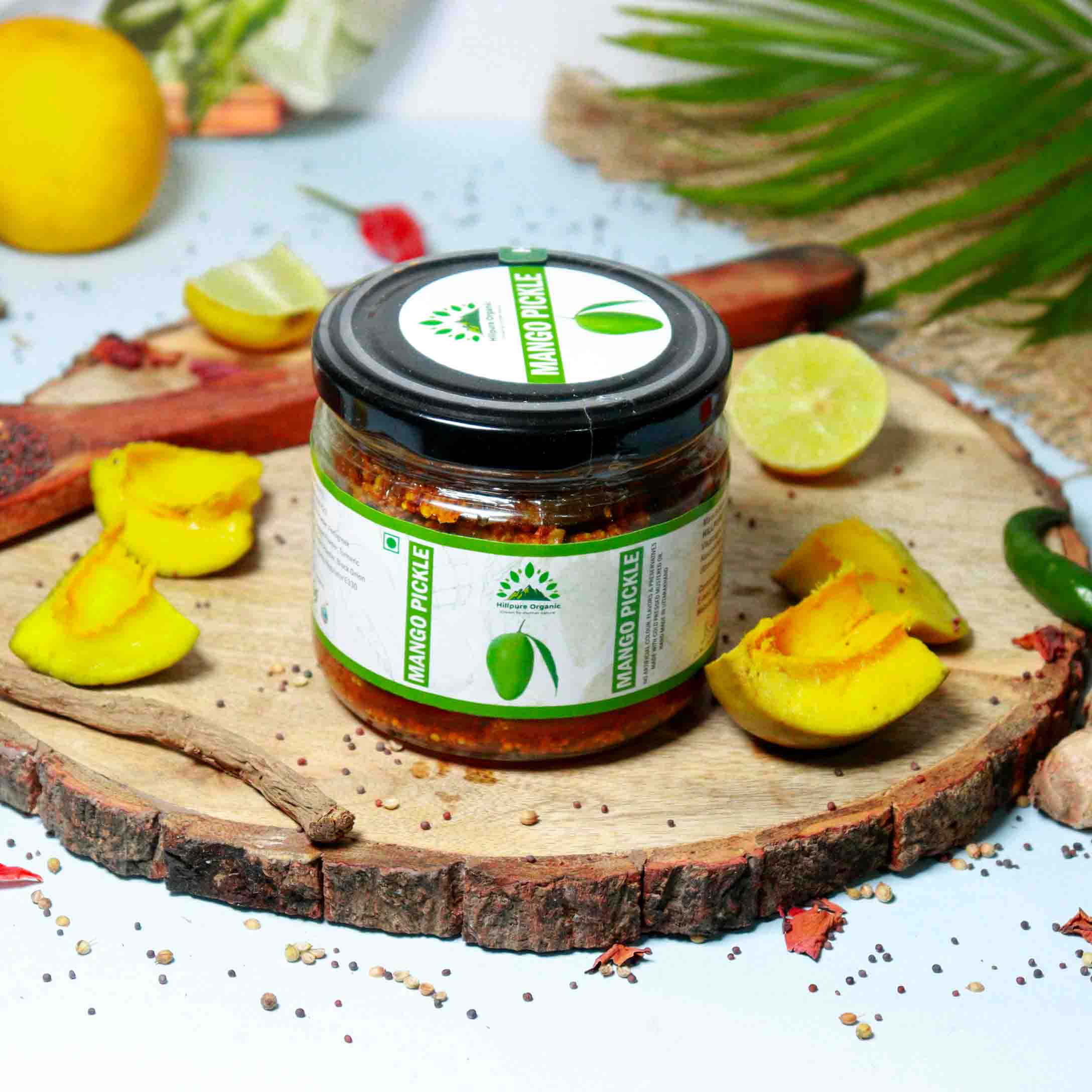 Hillpure Organic Mango Pickle, Aam ka Achar Handcrafted original recipe & Traditional Taste, From Uttarakhand Handpicked Mango | No Preservatives/Colors | - 300 gm Glass Jar - Image 2