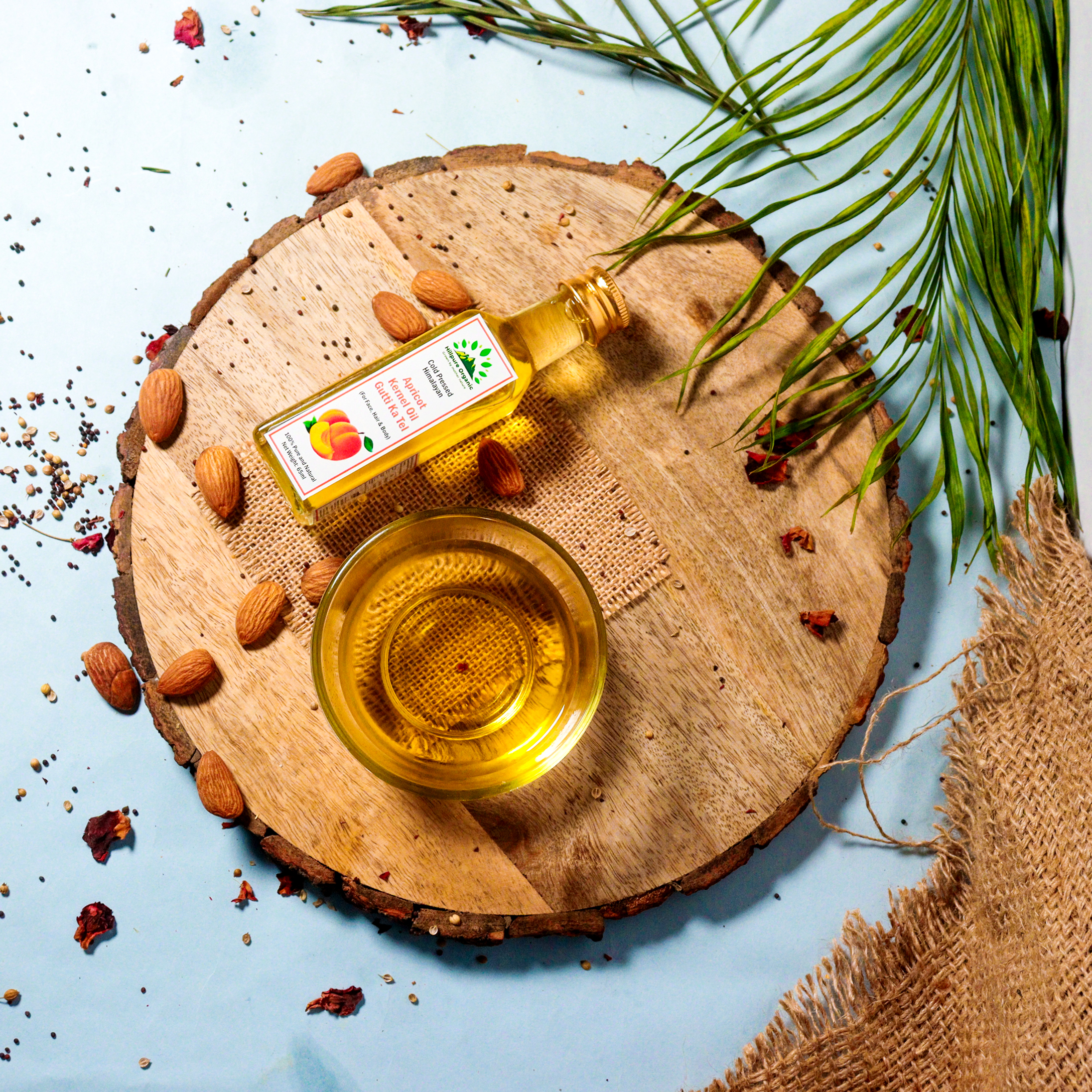 Hillpure Organic Cold Pressed Himalayan Apricot kernel oil-100% pure and natural, undiluted, for skin, anti aging, healthy scalp and hair, Pahadi local Oil (65 ml, Pack of 2, Glass Bottle) - Image 3