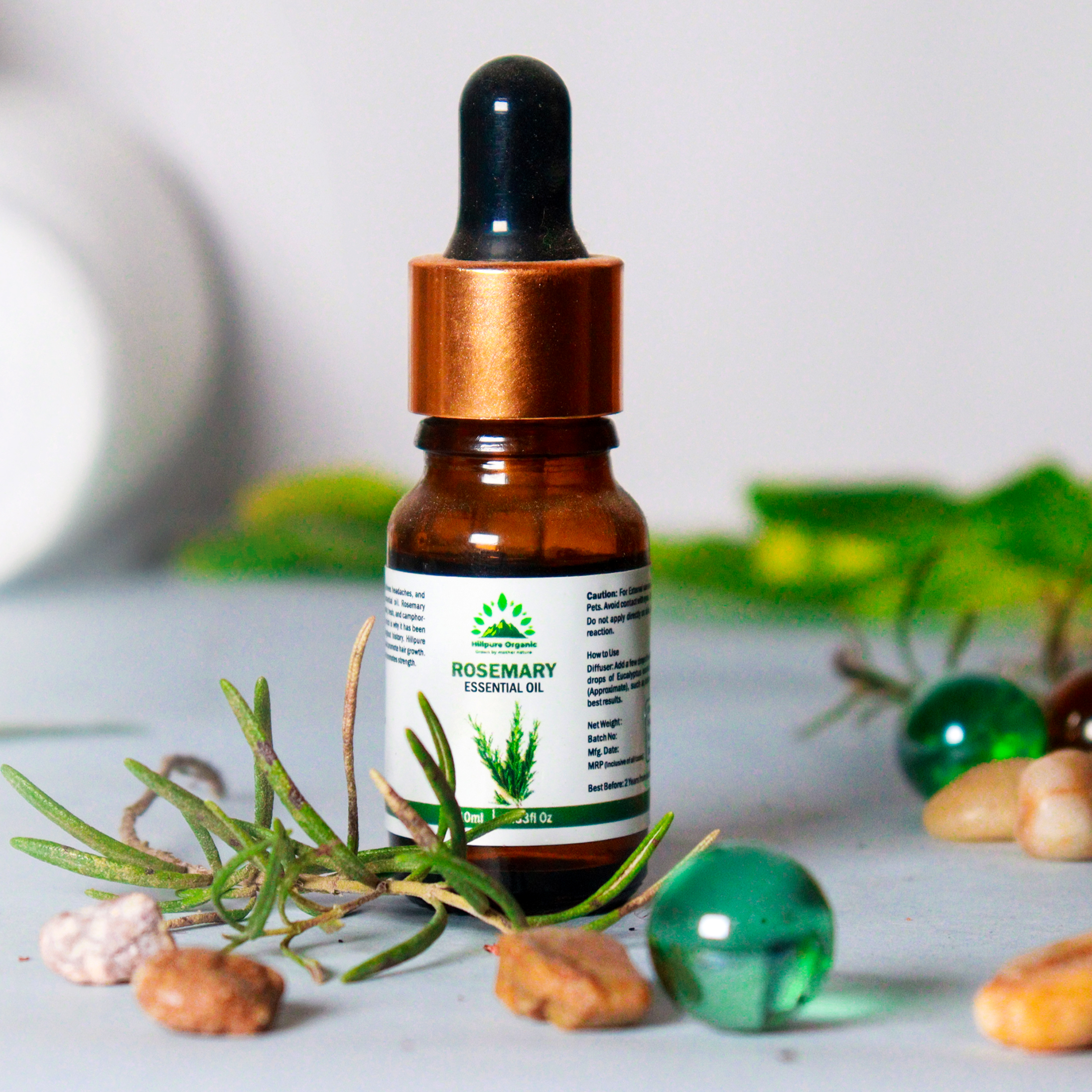 Hillpure Organic Rosemary Essential Oil | 100% Pure & Natural Oil For Hair, Skin, Body and Aromatherapy | Glass Bottle With Droper | |10 ml - Image 3
