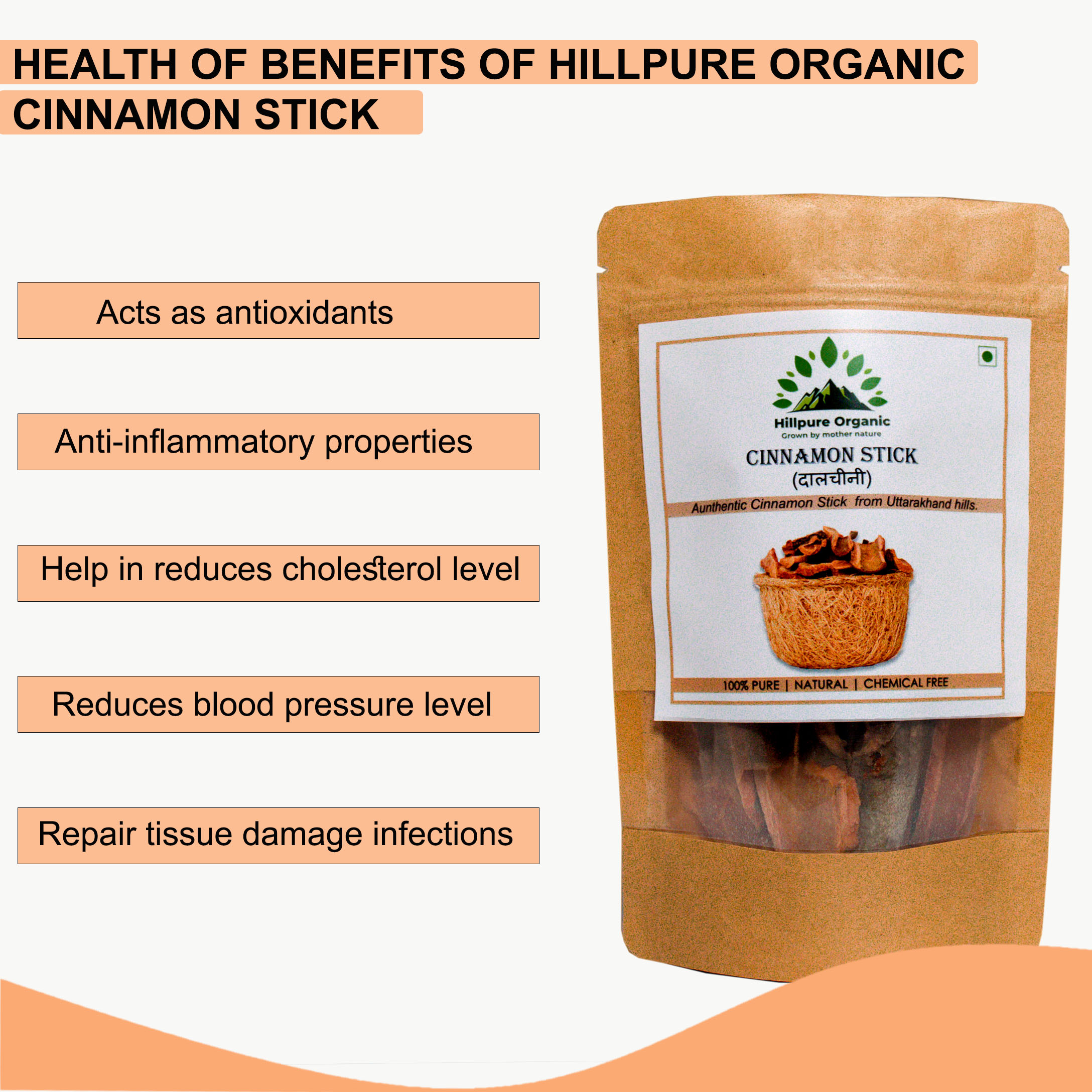 Hillpure Organic Cinnamon Stick/Dalchini Stick/From Uttarakhand/Whole spices / 200 gm - Image 3