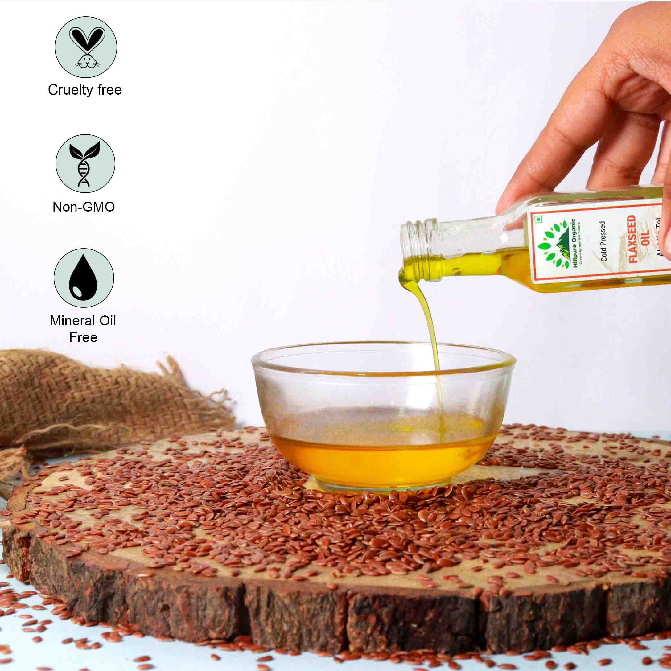 Hillpure Organic Premium Cold Pressed Flaxseed Oil,100% Pure & Natural, Edible Flaxseed Oil, Alsi Seed Oil, For Face, Hair & Body (65 ml Glass Bottle) - Image 4