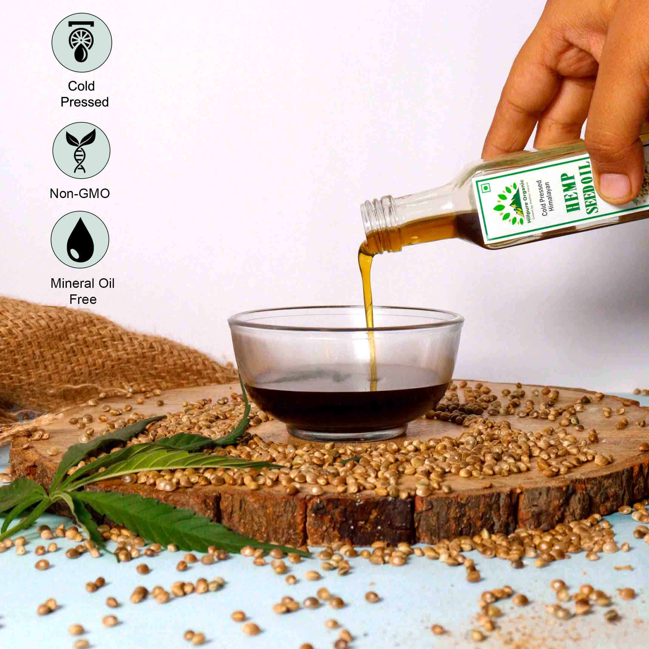 Hillpure Organic Cold Pressed Himalayan Hemp Seed Oil for hair growth, skin care, face, For External Use & Stunning Youthful Looks (65 ml, Glass Bottle) - Image 5