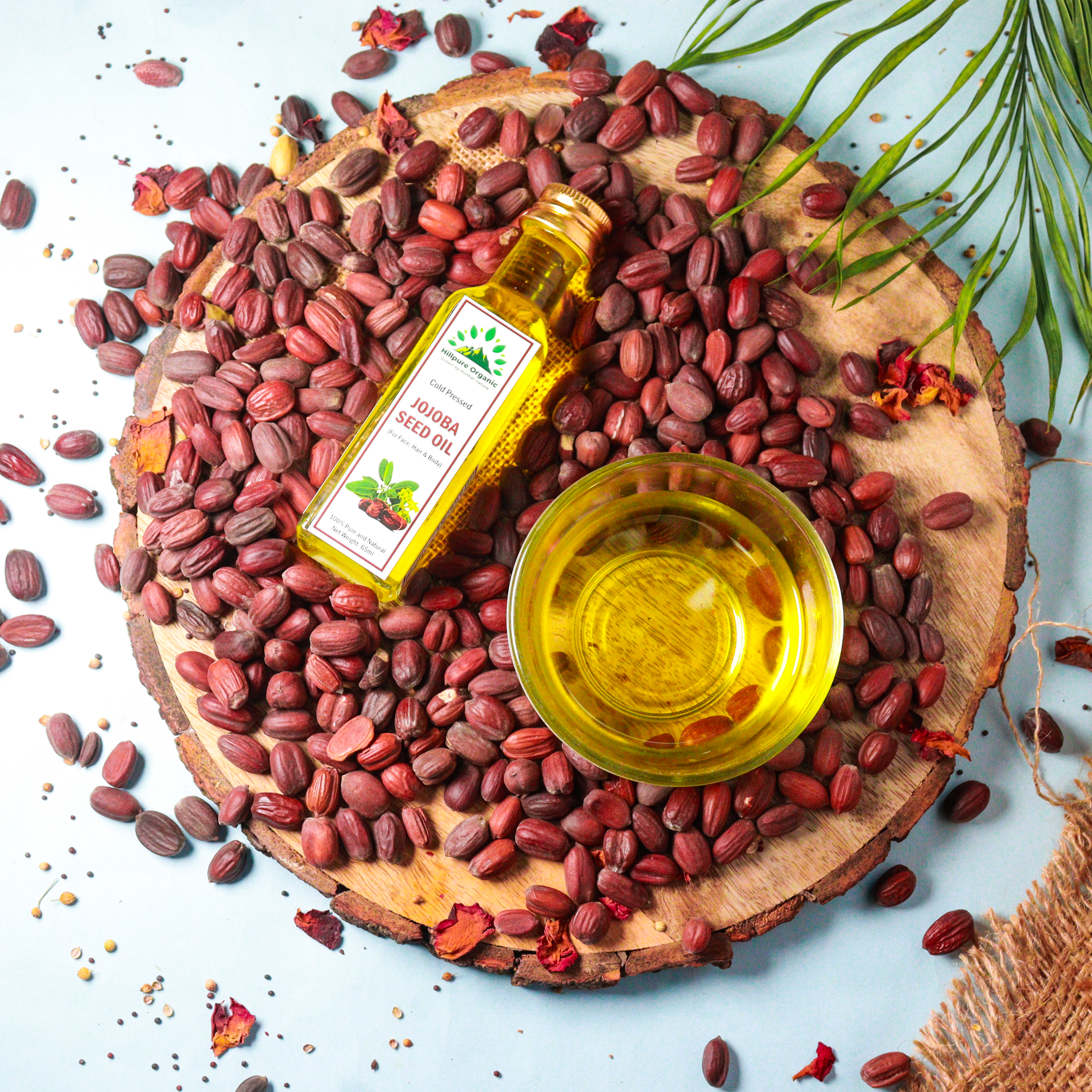 Hillpure Organic Cold Pressed Jojoba Seed Oil,100% Pure & Natural for Face, Hair & Body (65 ml + 65, Glass Bottle), Pack of 2 - Image 3