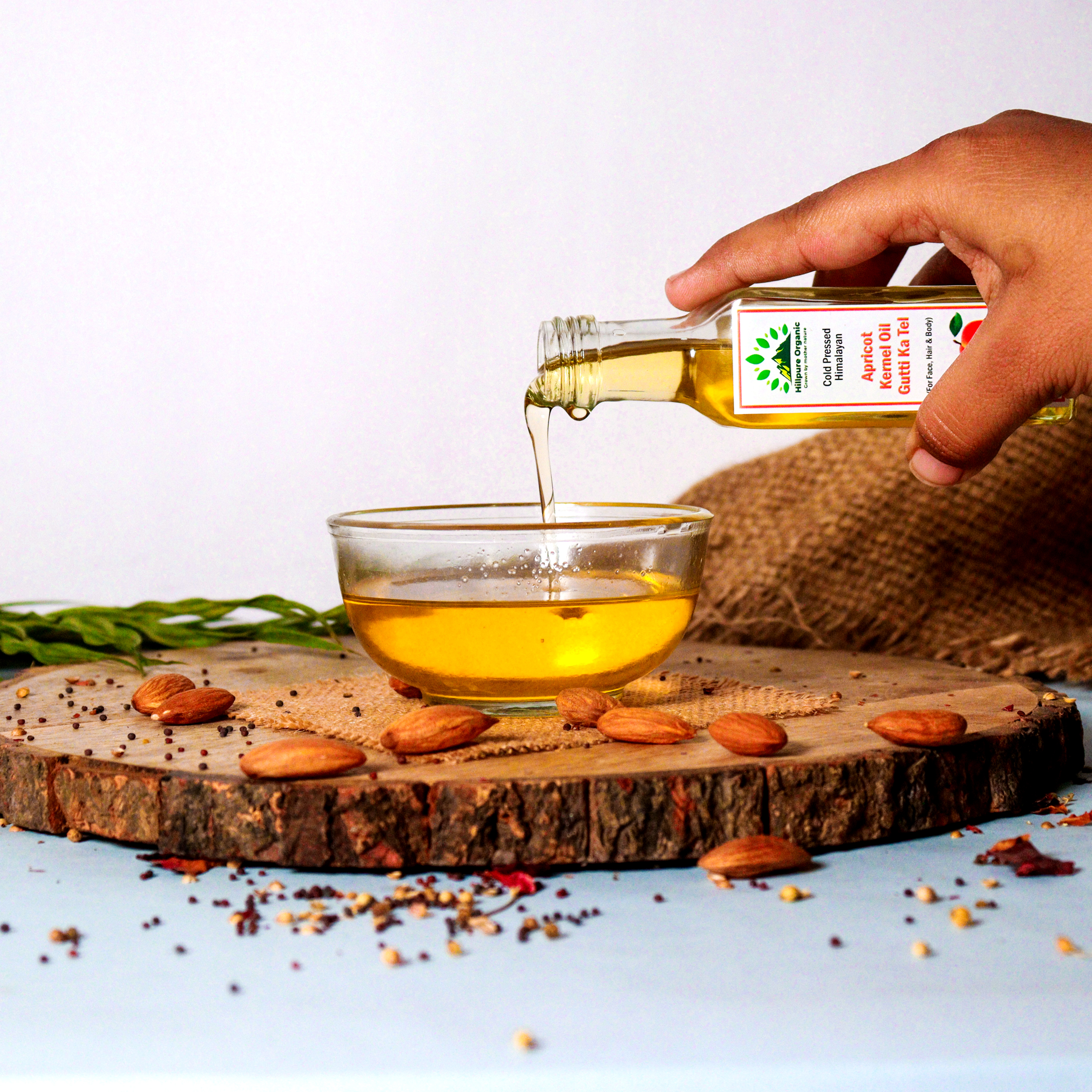 Hillpure Organic Cold Pressed Himalayan Apricot kernel oil-100% pure and natural, undiluted, for skin, anti aging, healthy scalp and hair, Pahadi local Oil (65 ml, Pack of 2, Glass Bottle) - Image 4