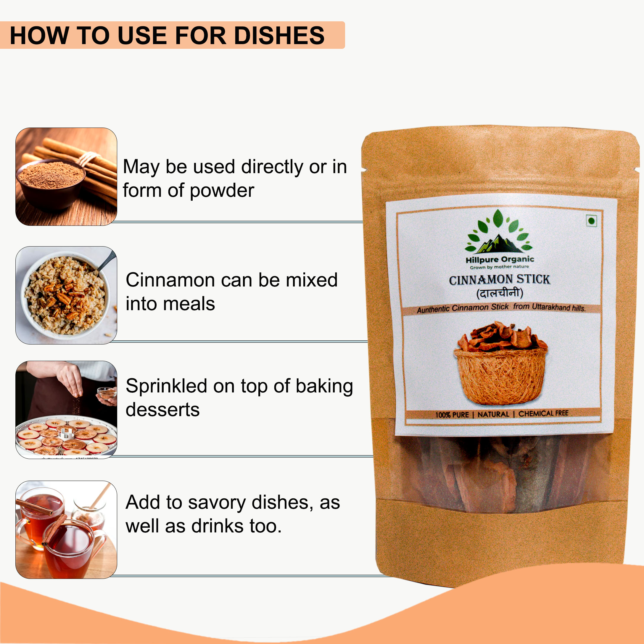Hillpure Organic Cinnamon Stick/Dalchini Stick/From Uttarakhand/Whole spices / 200 gm - Image 4