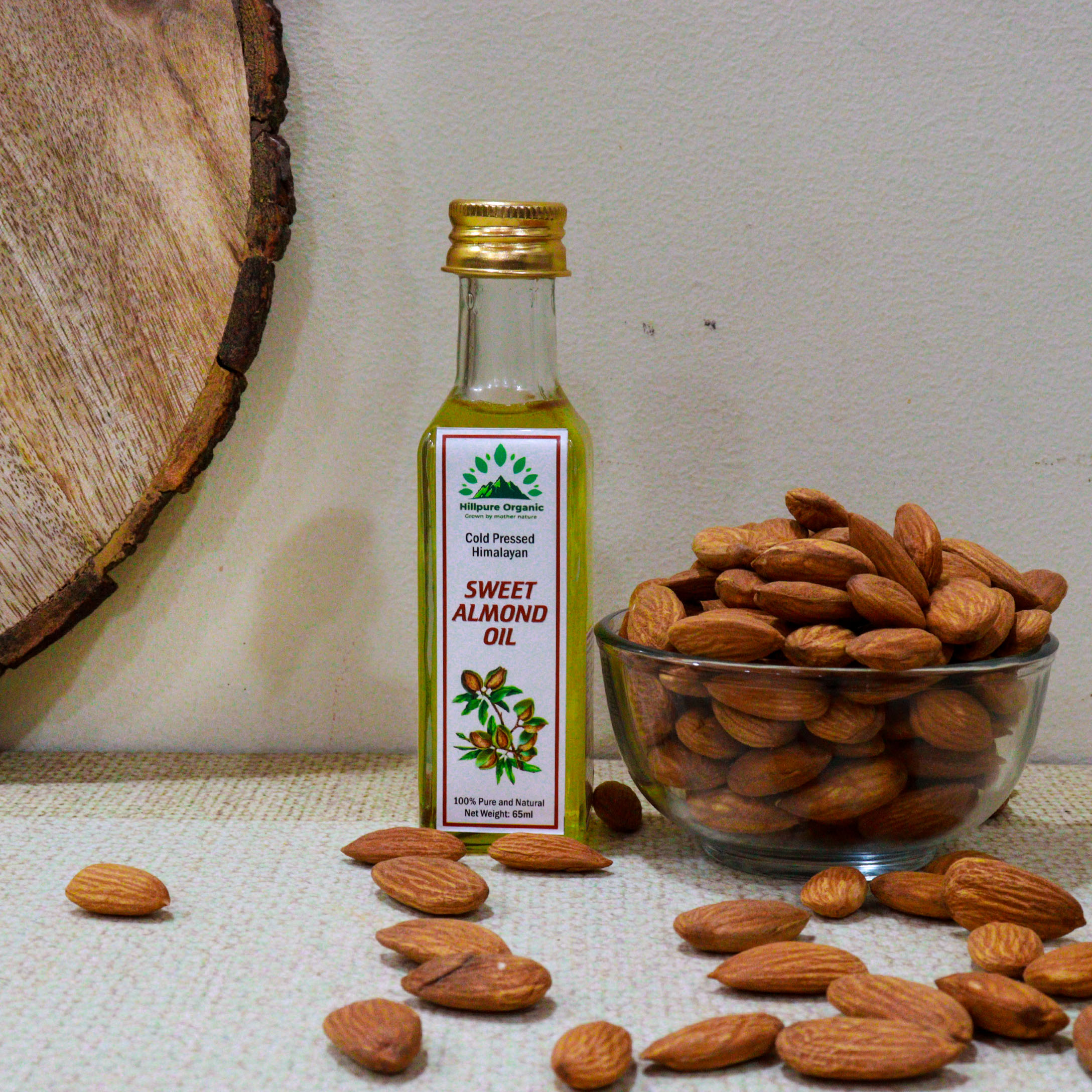 Hillpure Organic Cold Pressed Himalayan Sweet Almond Oil - 100% Pure & Natural Edible Badam Tel, Rich in Vitamin -E For Healthy Skin, Hair and Body, 65 ml Glass Bottle - Image 5