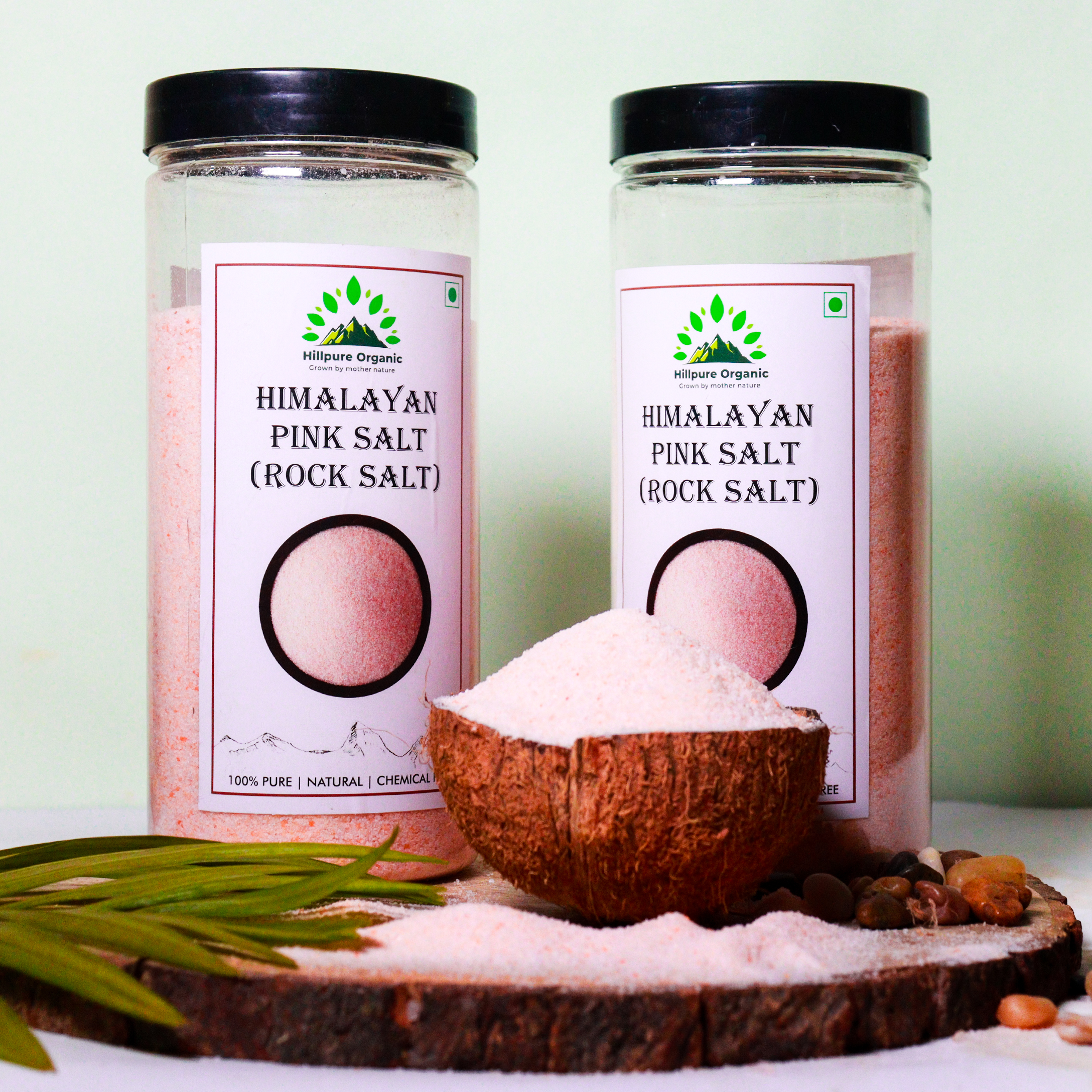 Hillpure Organic Himalayan Pink Salt, Rock Salt,100% Natural Sendha Namak, Iodized Rock Salt (1 + 1 kg), Pack of 2