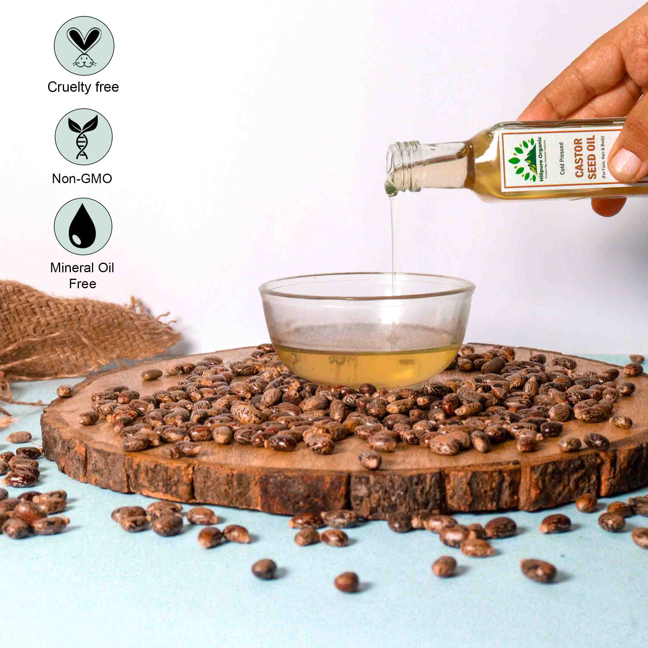 Hillpure Organic Premium Cold Pressed Castor Seed Oil,100% Pure & Natural for Face, Hair & Body, For External Use & Stunning Youthful Looks (65 ml, Glass Bottle) - Image 5