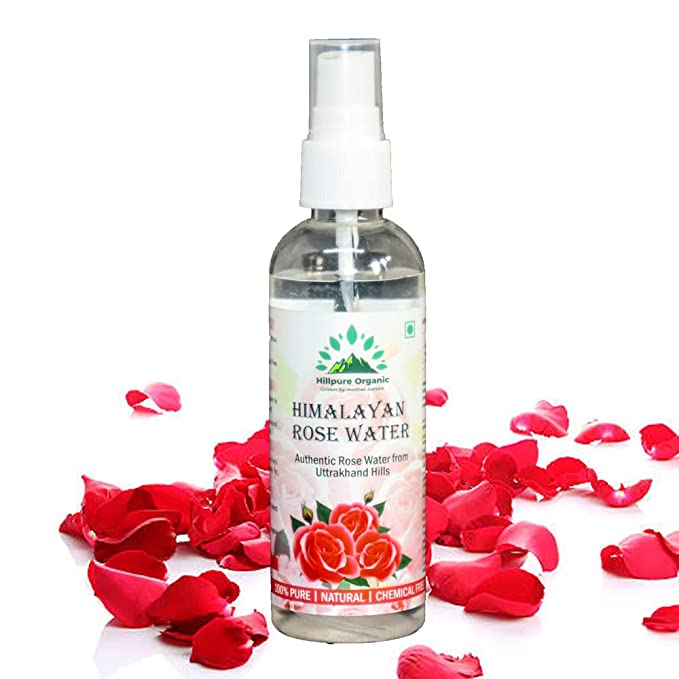 Hillpure Organic Himalayan Rose Water | Face Toner for Pore Tightening | Rose Water Spray for Makeup Remover | All Skin Types Women & Men |Free from Artificial Fragrance from Uttarakhand (100 ml)