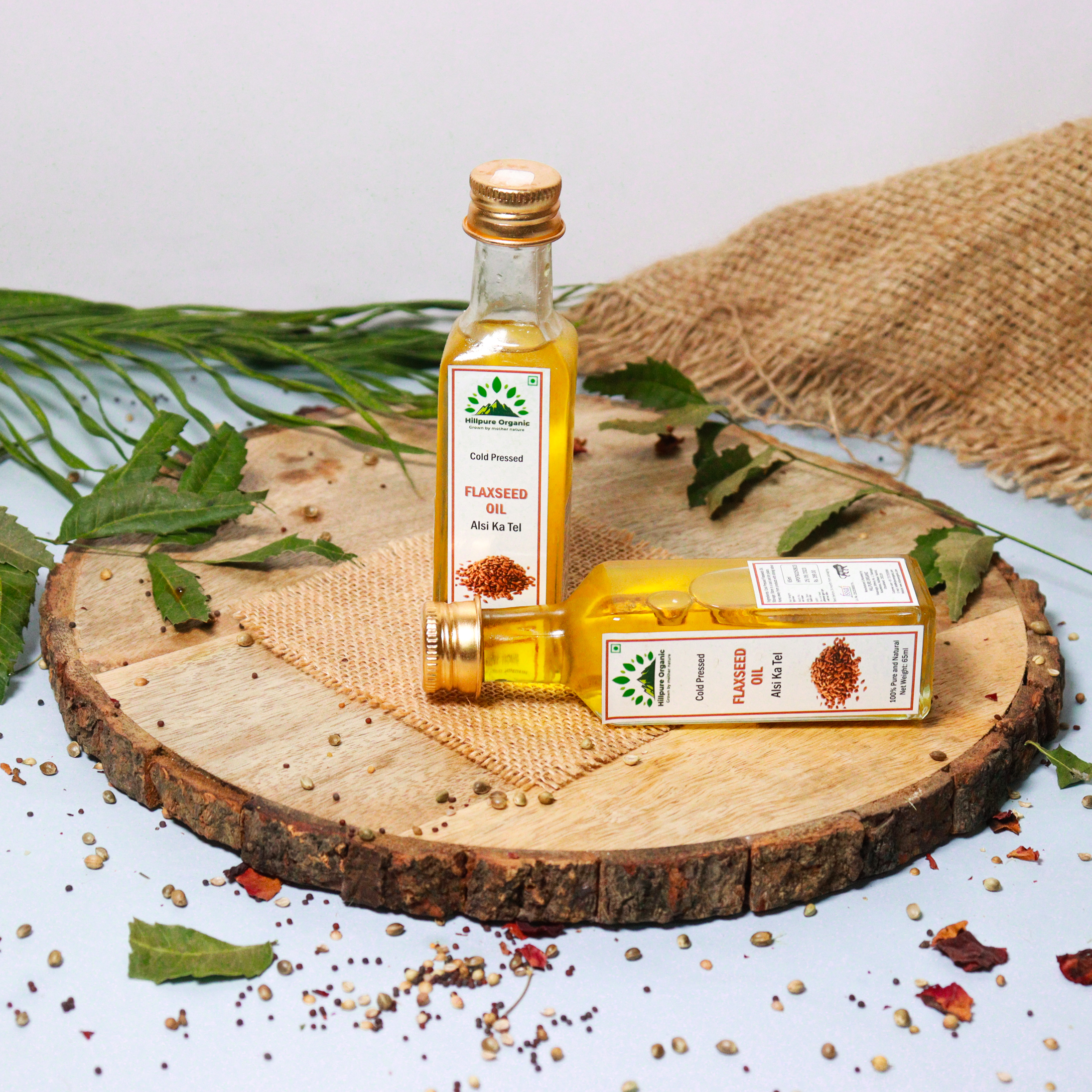 Hillpure Organic Premium Cold Pressed Flaxseed Oil,100% Pure & Natural, Edible Flaxseed Oil, Alsi Seed Oil, For Face, Hair & Body (65 + 65 ml Glass Bottle), Pack of 2 - Image 5