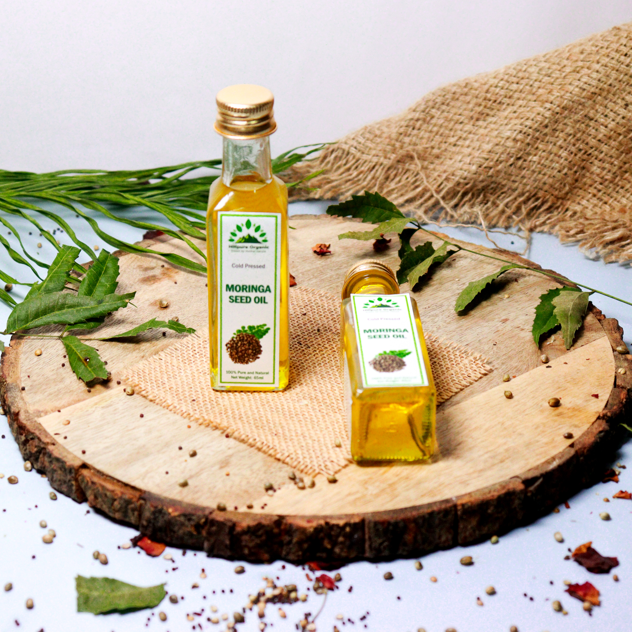 Hillpure Organic Premium Cold Pressed Moringa Seed Oil,100% Pure & Natural for Face, Hair & body (65 + 65ml, Glass Bottle), Pack of 2 - Image 5