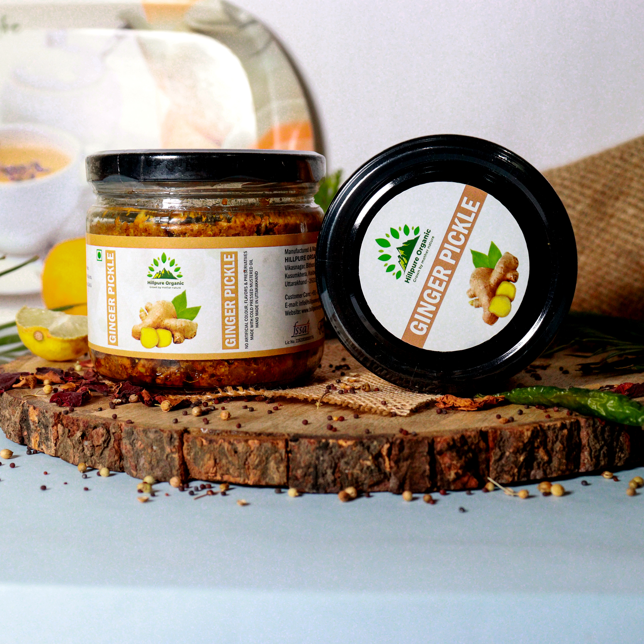 Hillpure Organic Ginger Pickle, Handcrafted Original Recipe & Traditional Taste, From Uttarakhand – (300 + 300 gm, Glass Jar), Pack of 2 - Image 6