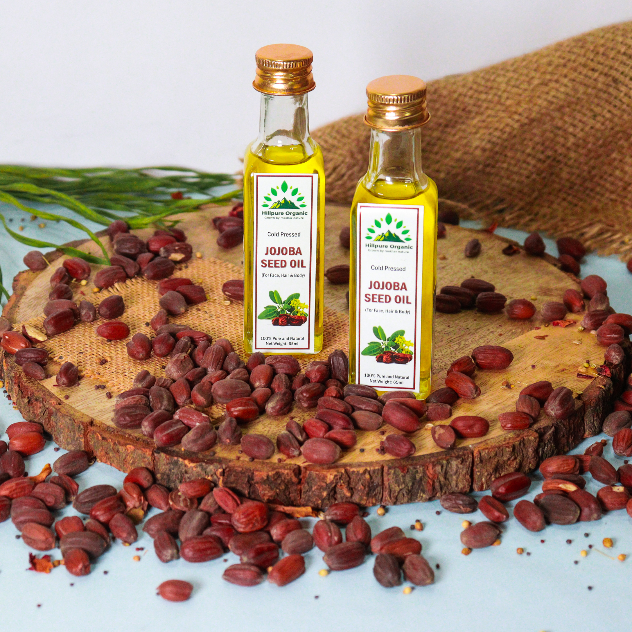 Hillpure Organic Cold Pressed Jojoba Seed Oil,100% Pure & Natural for Face, Hair & Body (65 ml + 65, Glass Bottle), Pack of 2 - Image 6