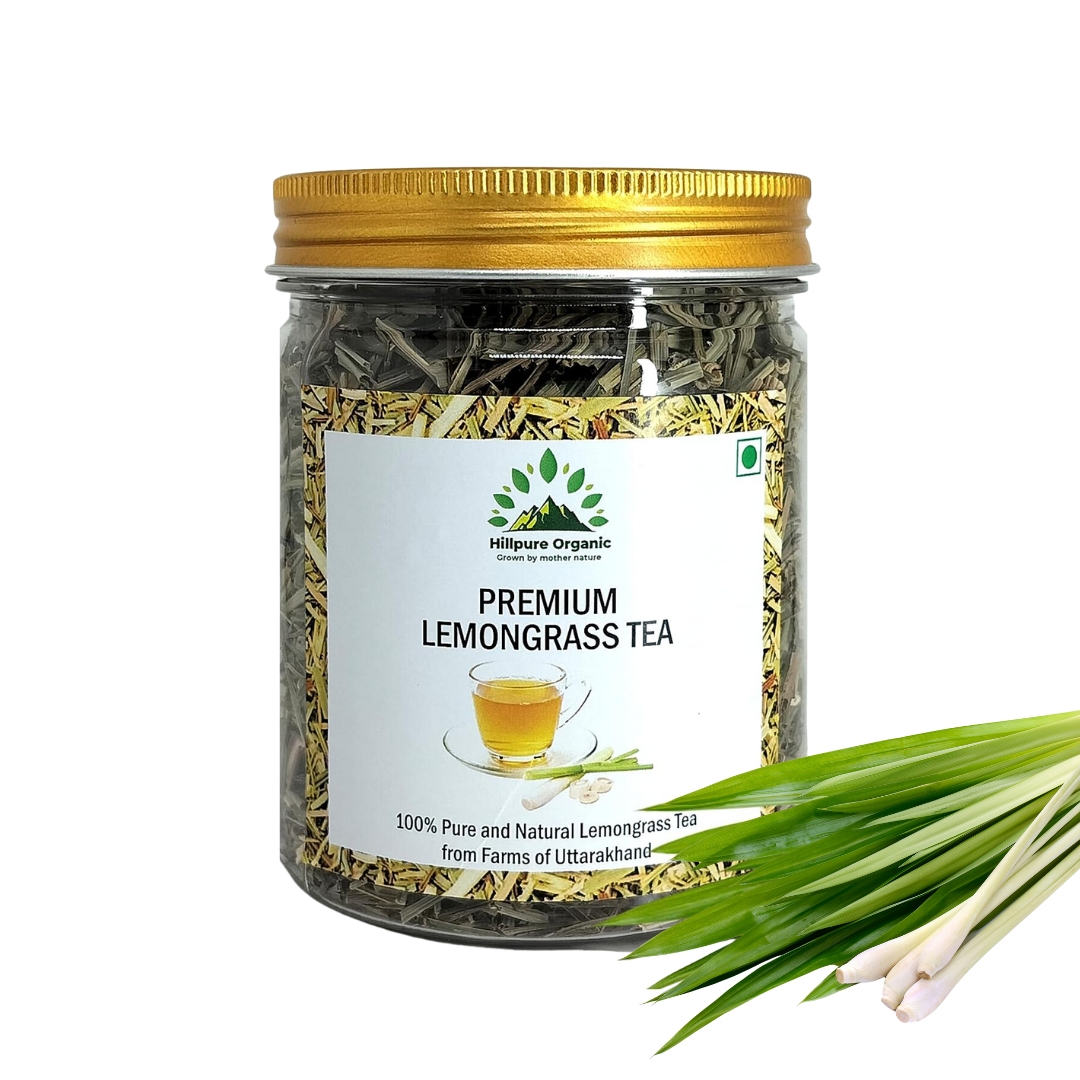Hillpure Organic Premium Lemongrass Tea Leaves, Boost Metabolism, Body Detox 100% Pure & Authentic, From Uttarakhand Hills (75 gm)