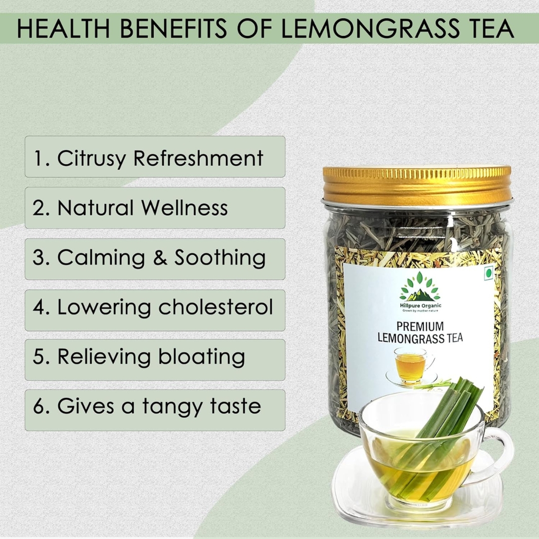 Hillpure Organic Premium Lemongrass Tea Leaves, Boost Metabolism, Body Detox 100% Pure & Authentic, From Uttarakhand Hills (75 gm) - Image 3