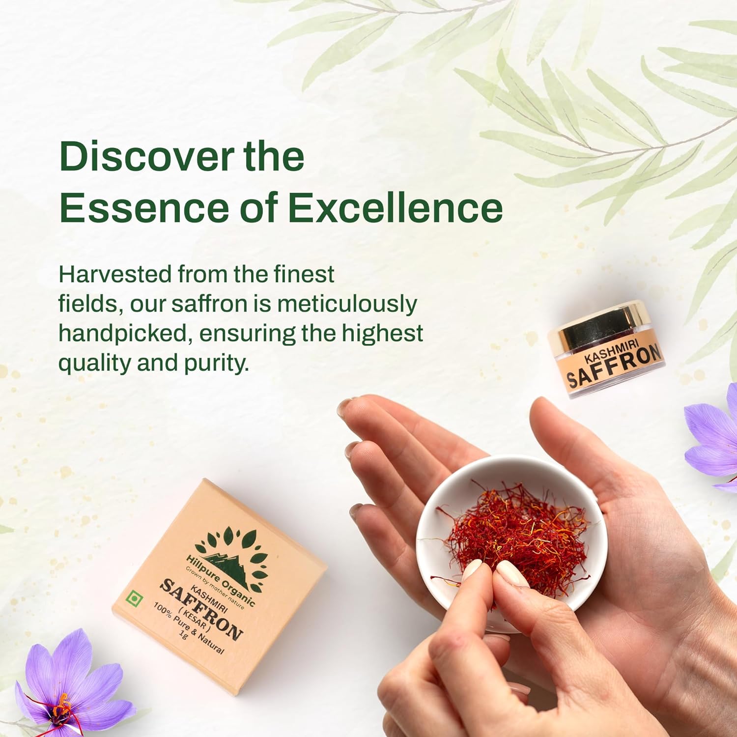 Hillpure Organic Kashmiri Saffron | Keshar | Lab Tested Certified Grade A+ (1gram) - Image 3